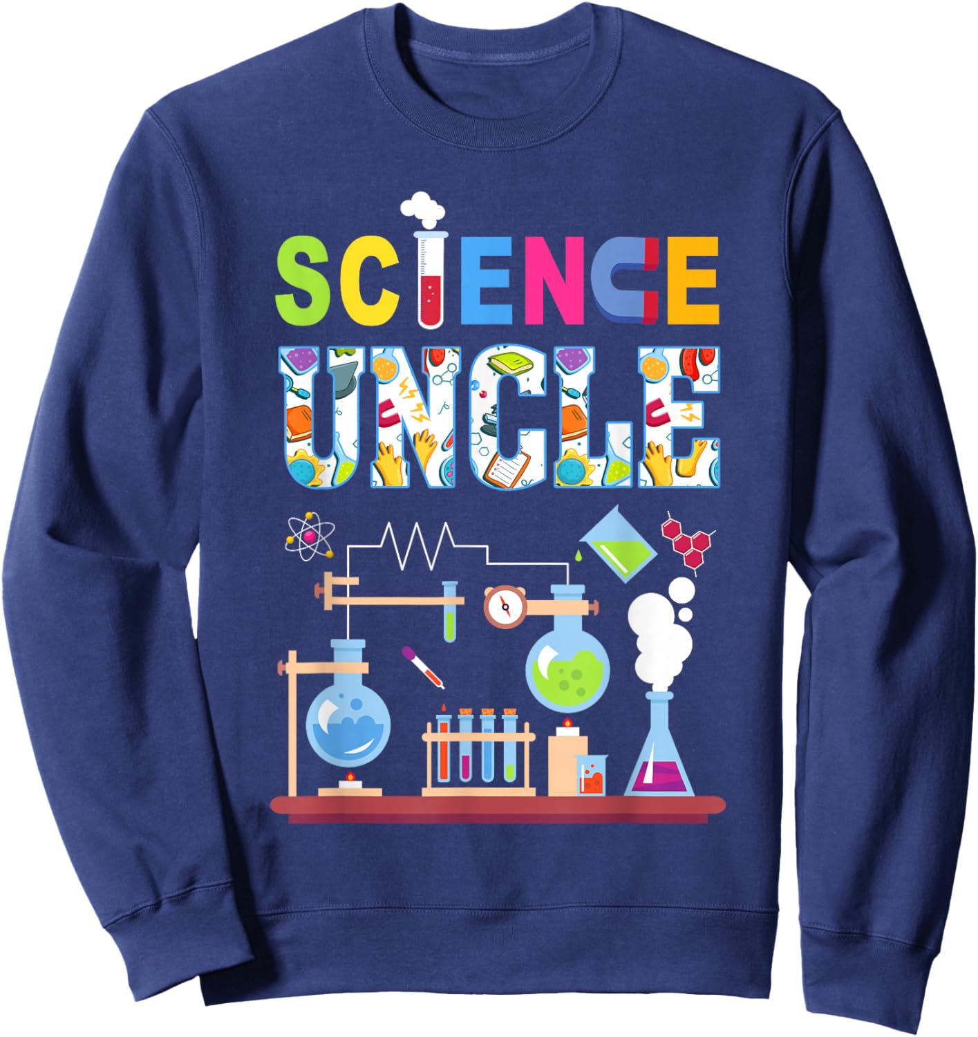 Science Uncle Family Science Birthday Party Matching Sweatshirt - Sweatshirt | Navy