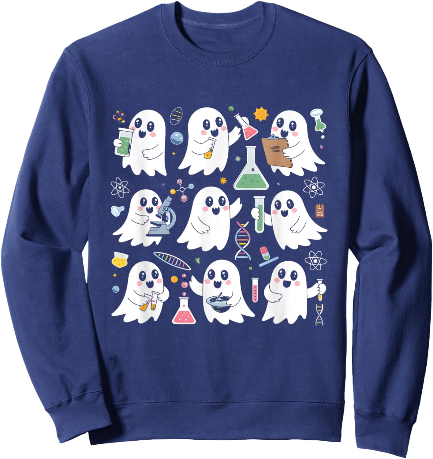 Ghost Science Teacher Chemistry Laboratory Halloween Costume Sweatshirt - Sweatshirt | Navy