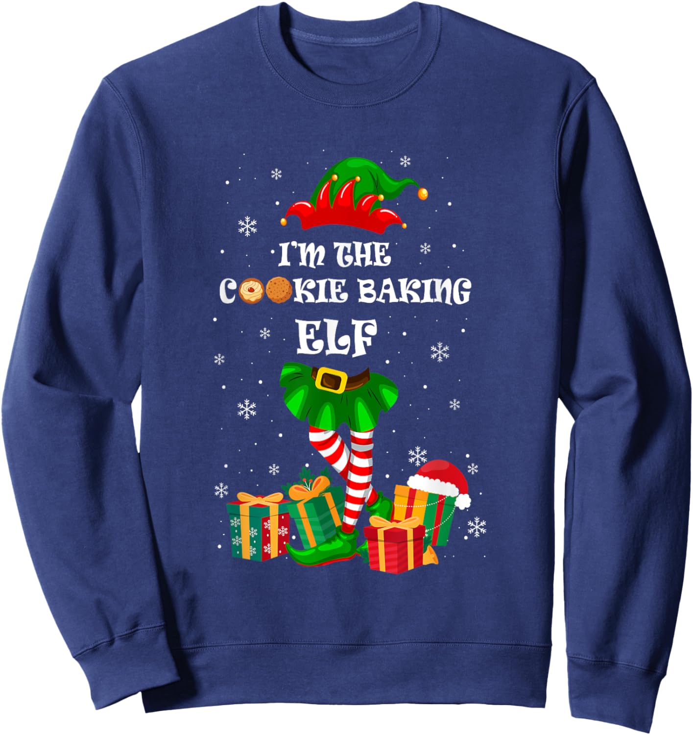 The Cookie Baking Elf Christmas Matching Family Pastry Chef Sweatshirt - Sweatshirt | Navy
