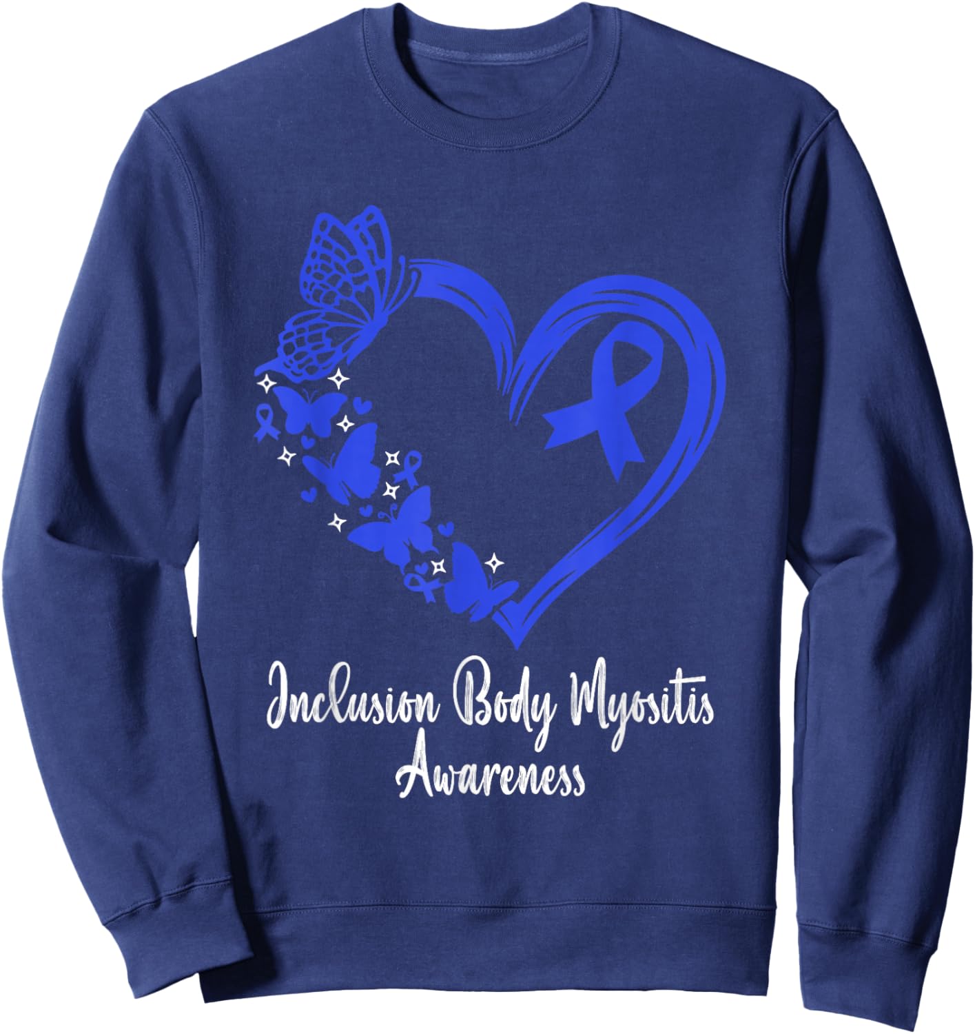 Inclusion Body Myositis Awareness Heart Sweatshirt - Sweatshirt | Navy