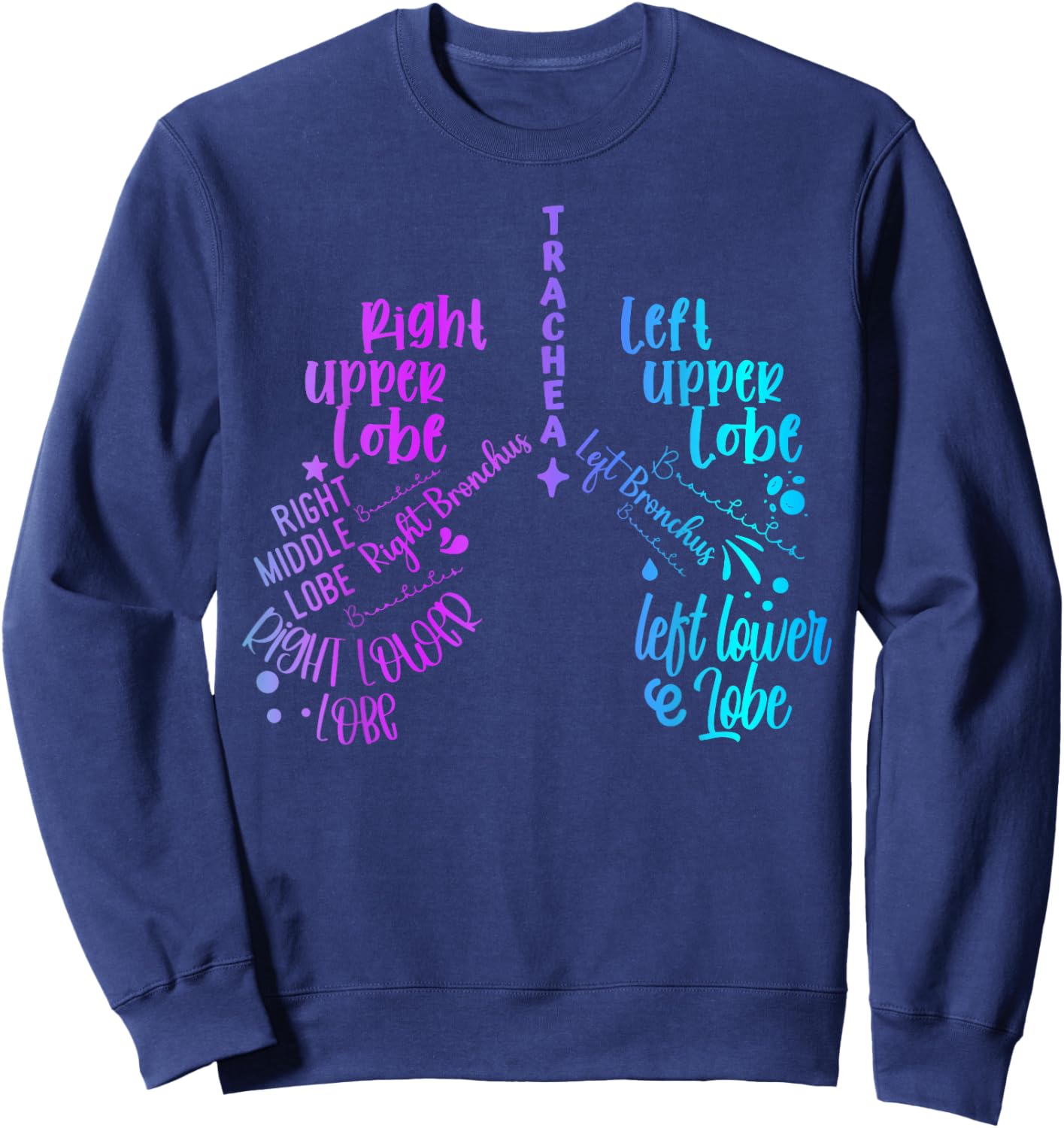 Lung Anatomy Tie Dye Pulmonologist Respiratory Therapist Sweatshirt - Sweatshirt | Navy
