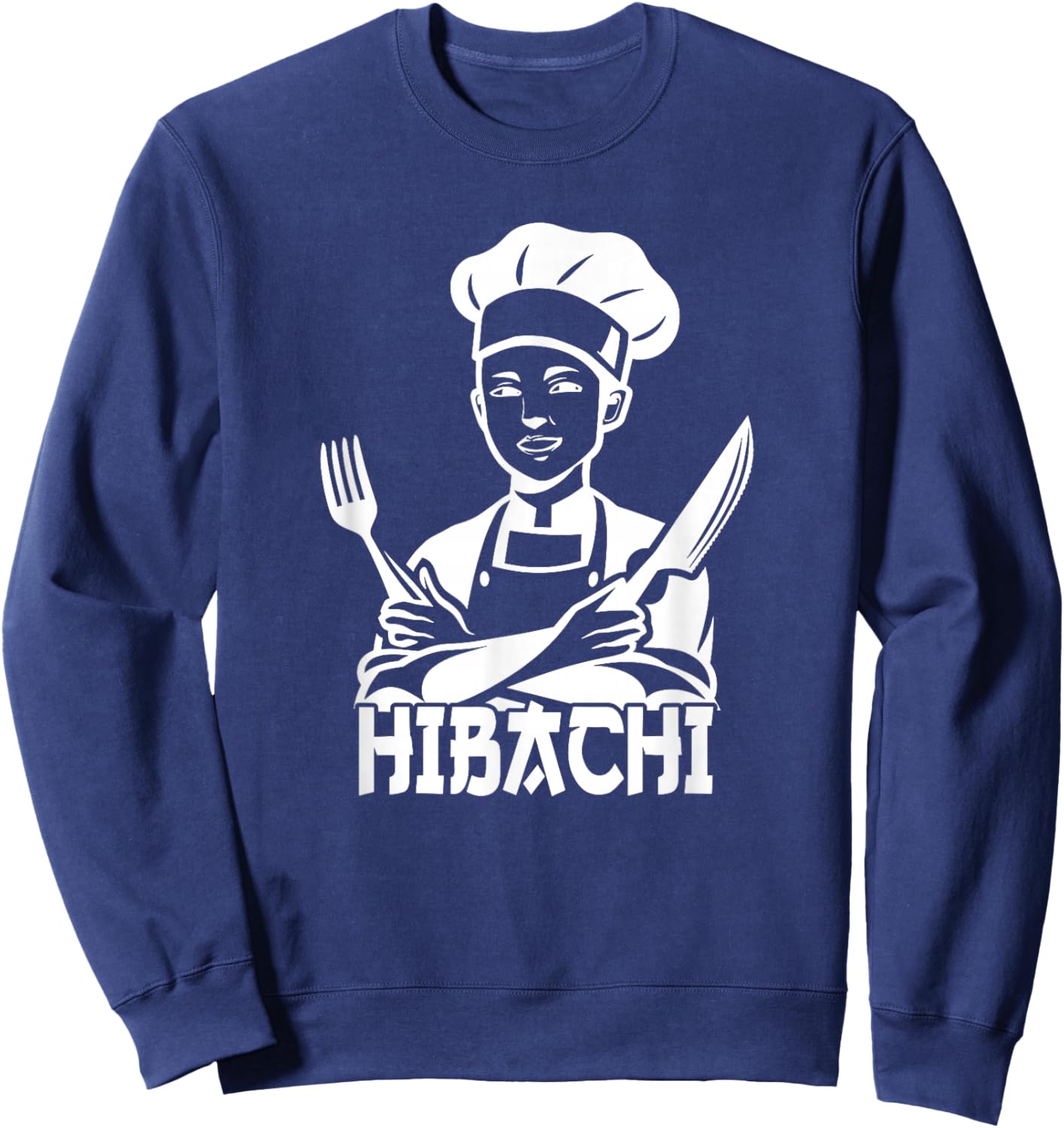 Hibachi Chef Knife Fork Culinary Art Sweatshirt - Sweatshirt | Navy