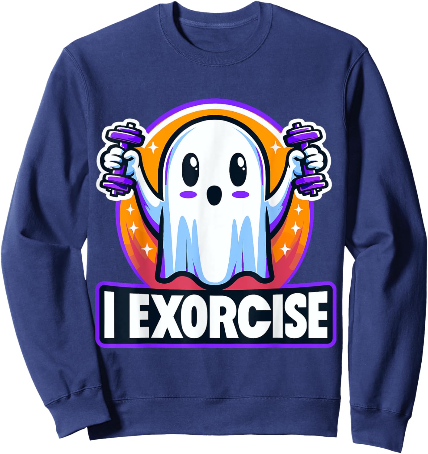 Halloween Gym Fitness Ghost I Exorcise Sweatshirt - Sweatshirt | Navy