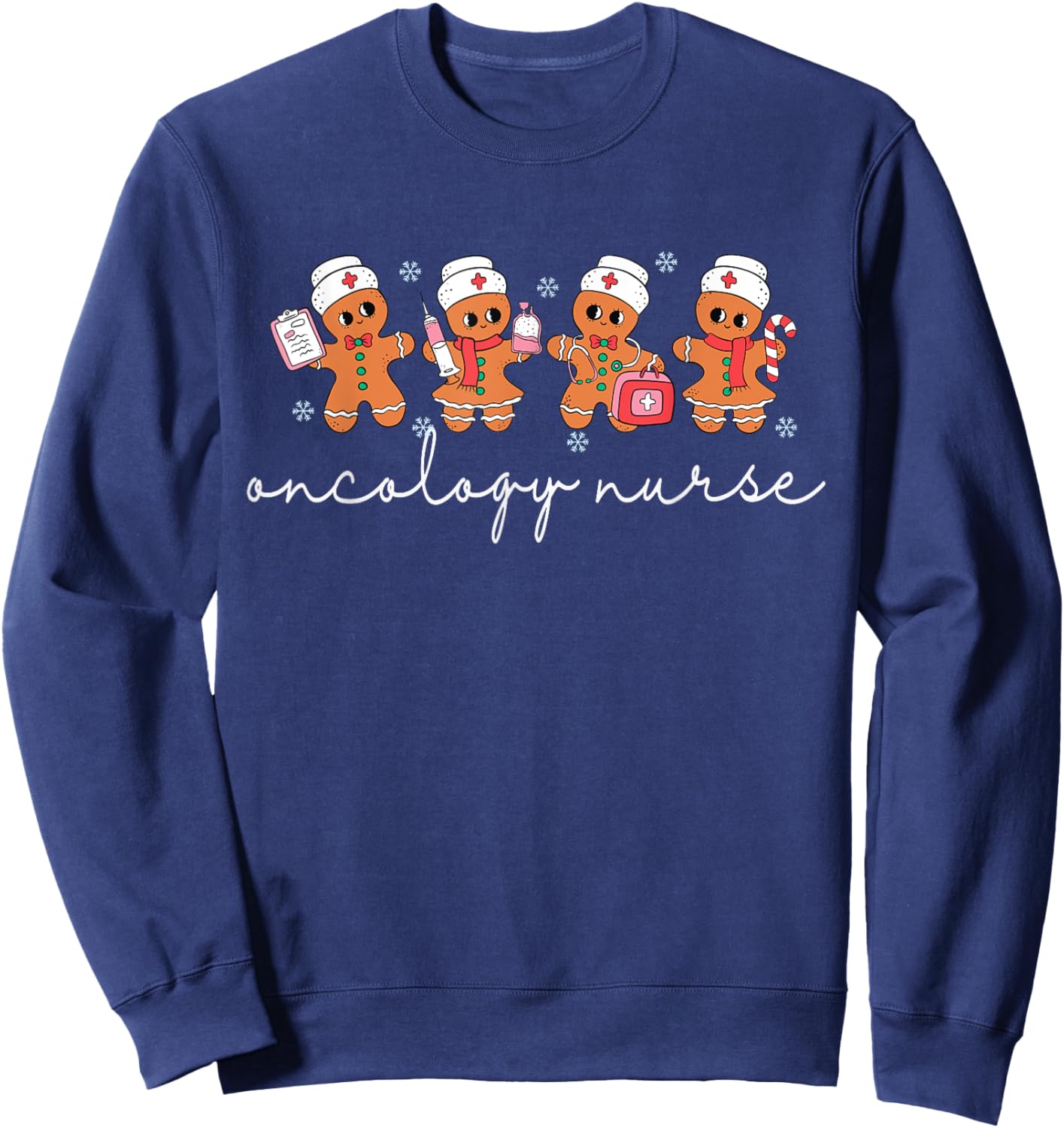 Oncology Nurse Christmas Cancer Nurse Cute ONC Xmas RN Sweatshirt - Sweatshirt | Navy