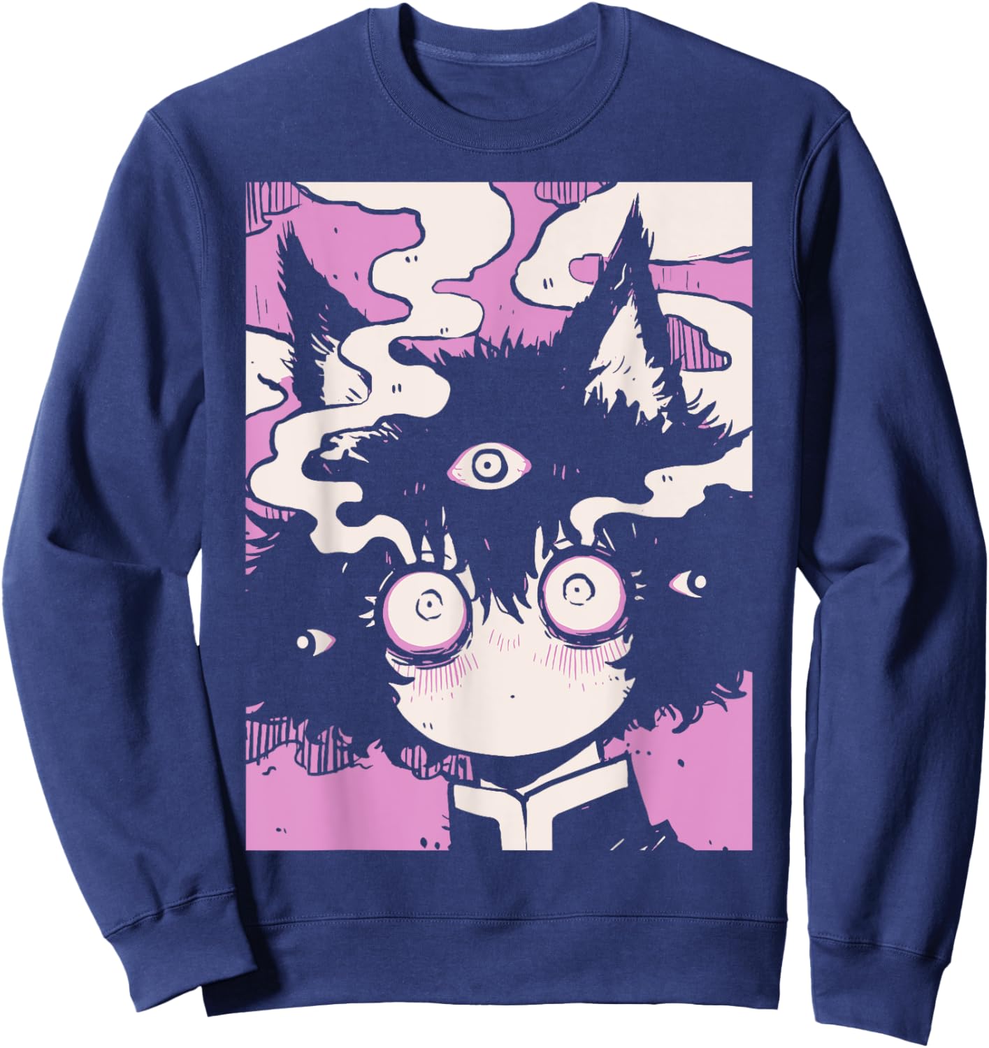 Horror Anime Manga Neko | Japan Japanese Creepy Kawaii Goth Sweatshirt - Sweatshirt | Navy