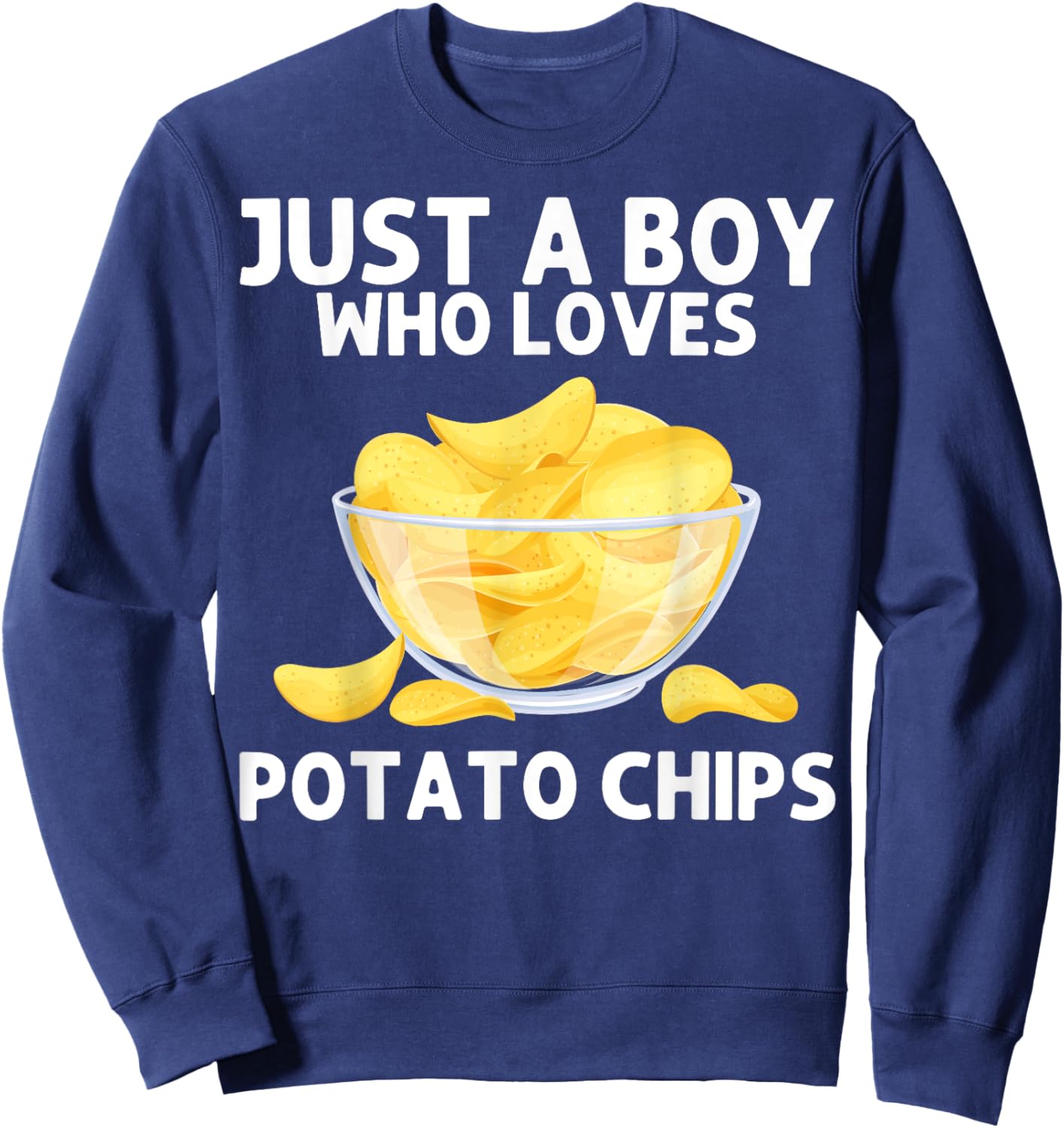 Funny Potato Chips Art Boys Kids Bag Of Chips Lover Sweatshirt - Sweatshirt | Navy