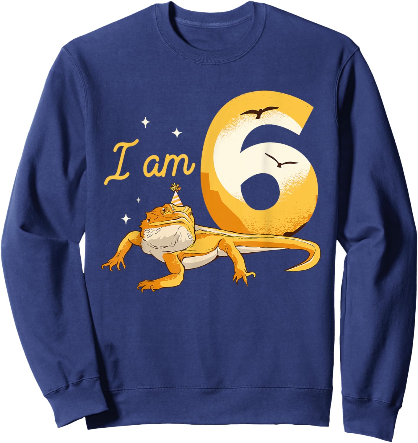 I Am 6 Years Old Bearded Dragon Reptile Themed 6th Birthday Sweatshirt - Sweatshirt | Navy
