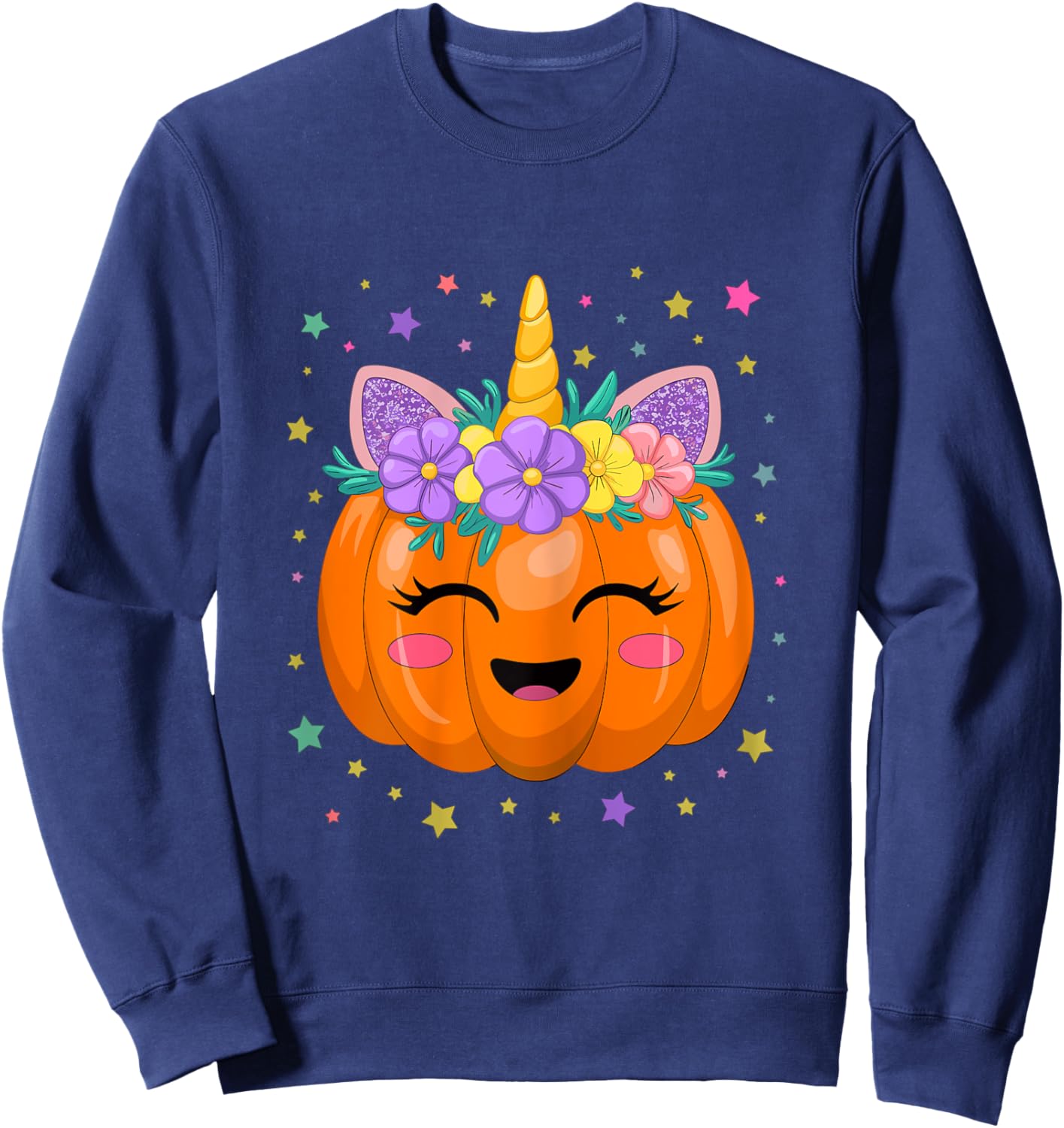 Unicorn Pumpkin Girl Halloween Costume Sweatshirt - Sweatshirt | Navy