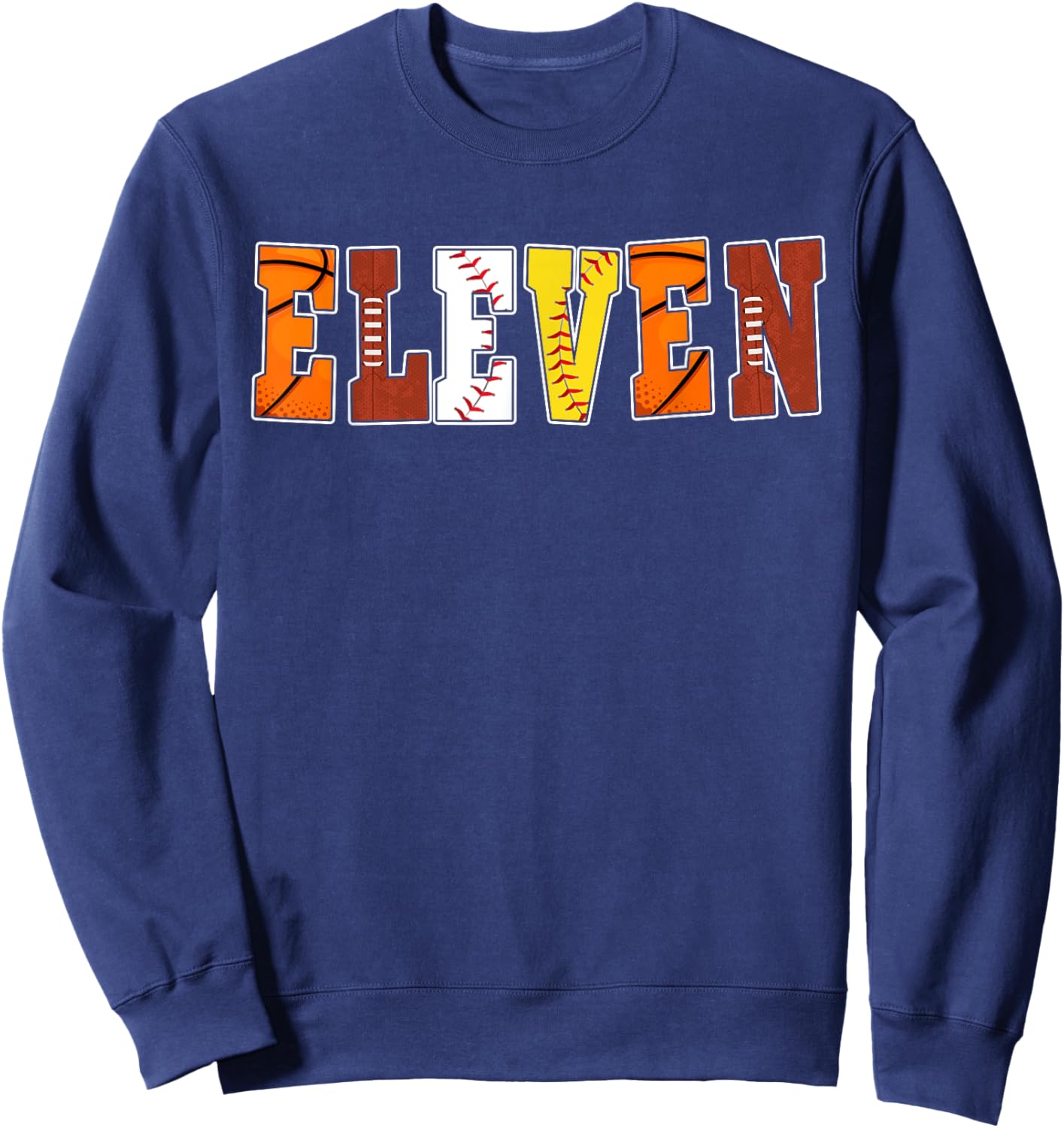11th Birthday Sports Theme 11 Year Old Boy Girl Party Sweatshirt - Sweatshirt | Navy