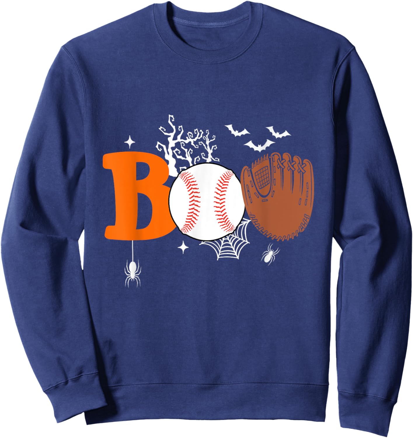 Boo Baseball Halloween Spooky Halloween Baseball Player Sweatshirt - Sweatshirt | Navy
