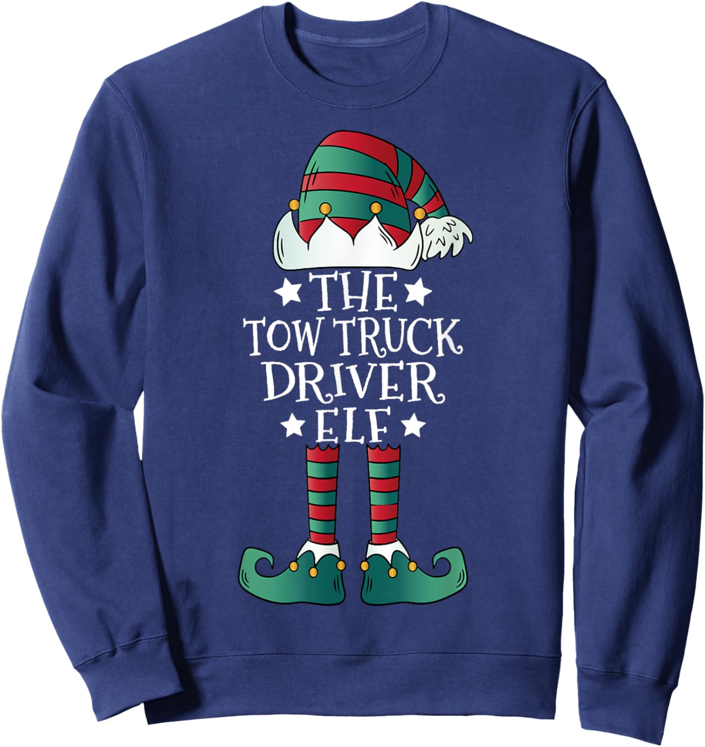 The Tow Truck Driver Elf - Funny Towing Driver Christmas Sweatshirt - Sweatshirt | Navy