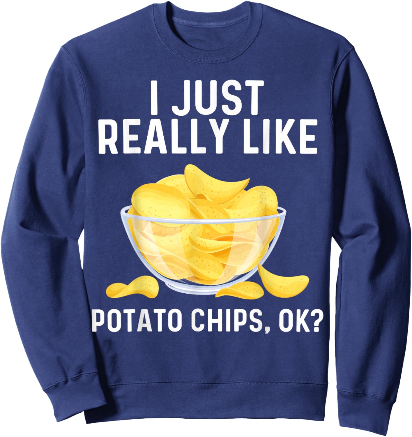 Funny Potato Chips Art Women Kids Bag Of Chips Lover Sweatshirt - Sweatshirt | Navy