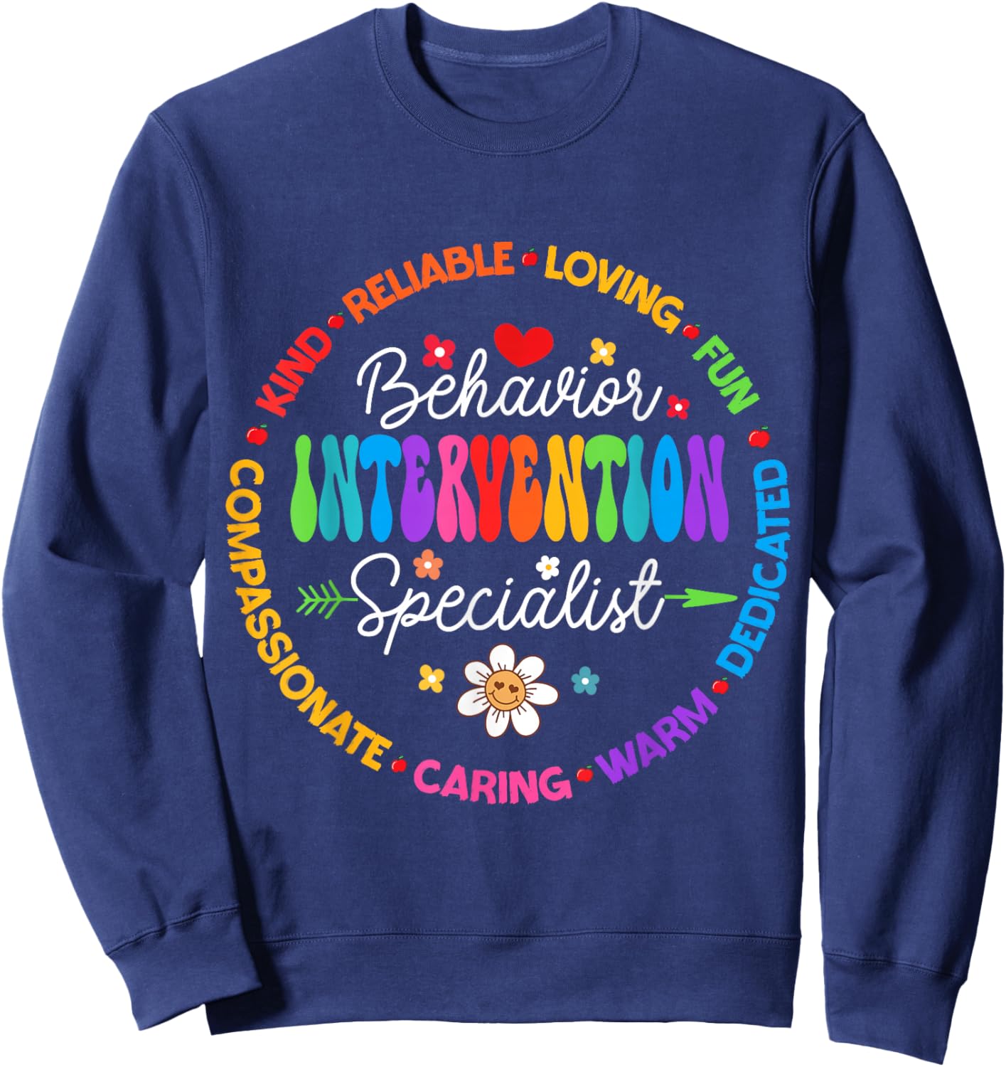 Groovy Behavior Intervention Specialist Back to School Sweatshirt - Sweatshirt | Navy