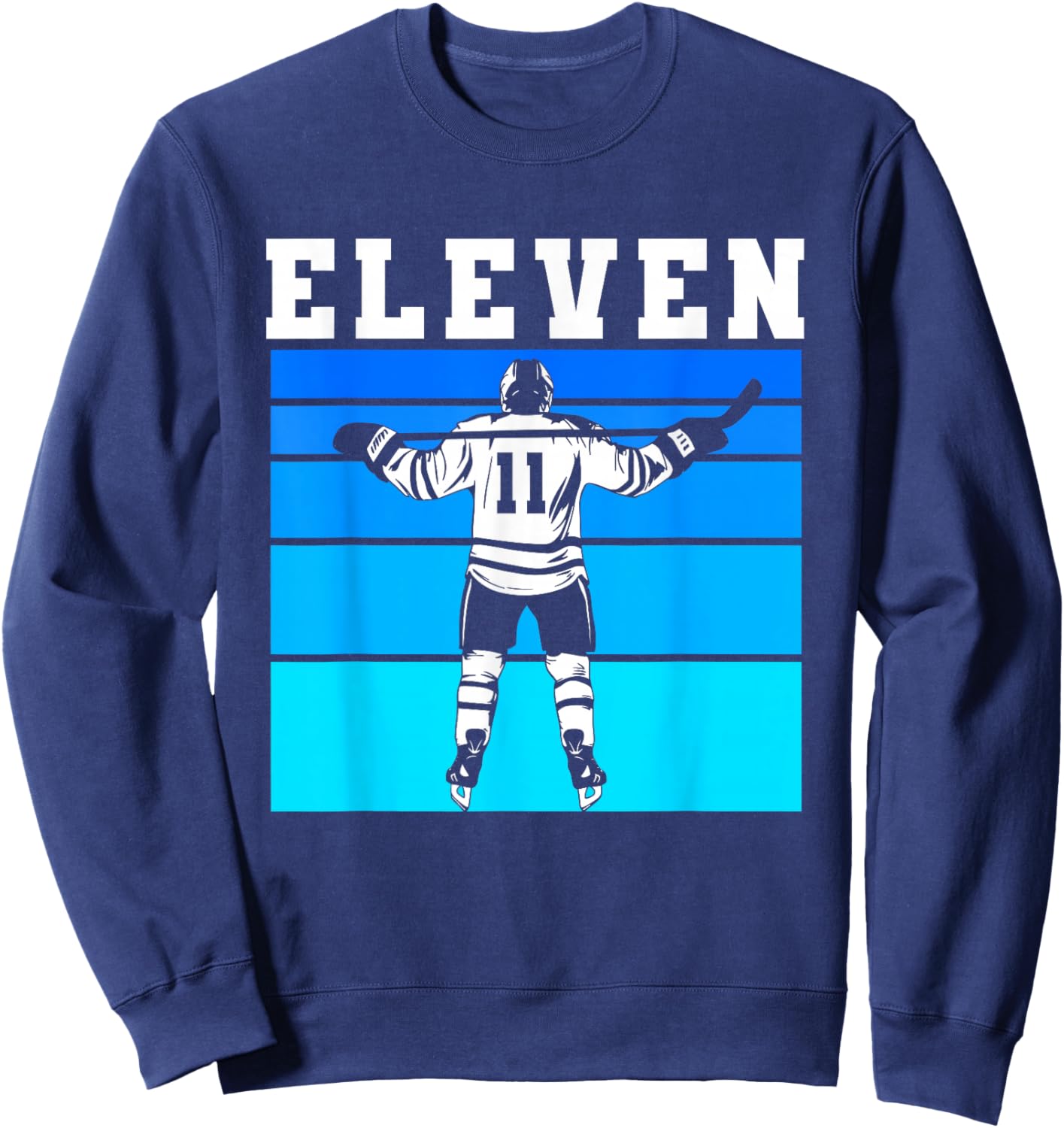 Hockey Boy 11th Birthday Eleven Ice Hockey Birthday Party Sweatshirt - Sweatshirt | Navy