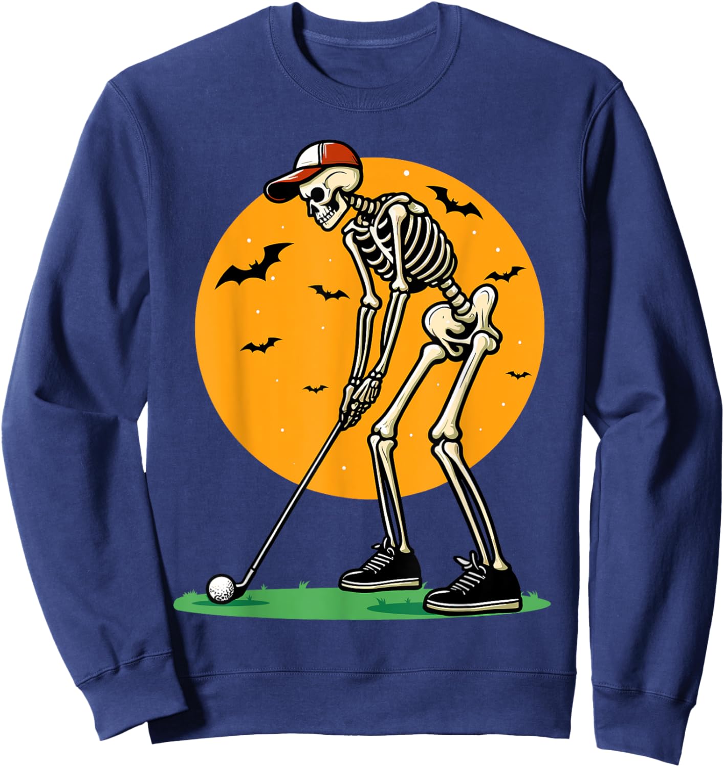 Halloween Golf Skeleton Golfer Funny Halloween Golfing Sweatshirt - Sweatshirt | Navy