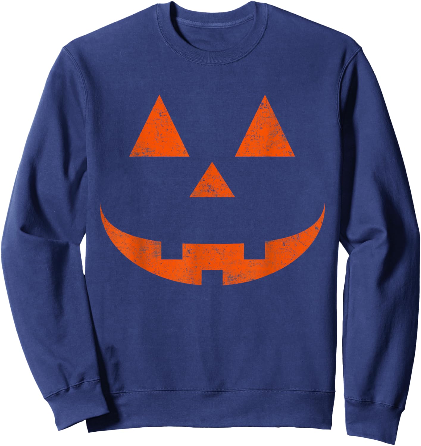 Vintage Pumpkin Face Jackolantern Jack O Lantern Halloween Sweatshirt - Sweatshirt | Navy
