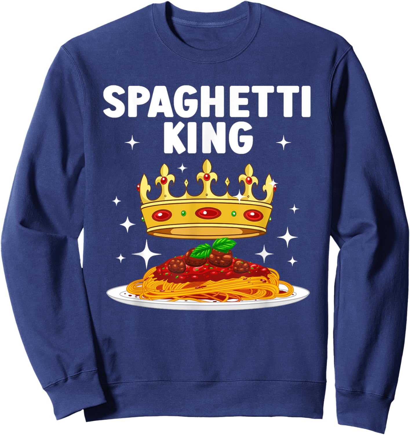 Cool Spaghetti King Art Boys Pasta Lover Spaghetti Sweatshirt - Sweatshirt | Navy
