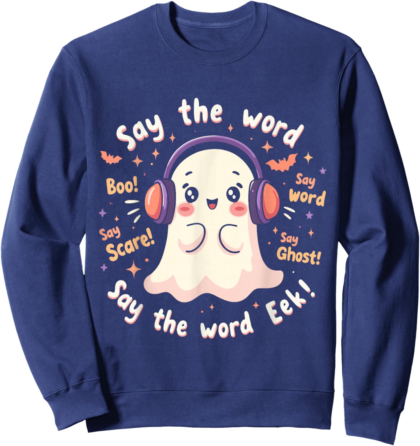 Halloween Audiologist Cute Ghost Spooky Audiology Sweatshirt - Sweatshirt | Navy