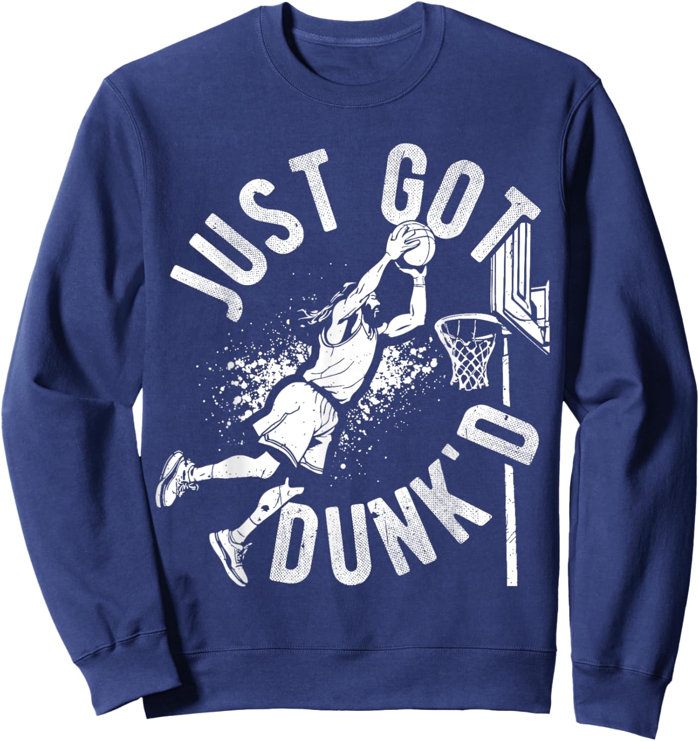 JUST GOT DUNK'D Basketball Jesus Dunking Sweatshirt - Sweatshirt | Navy
