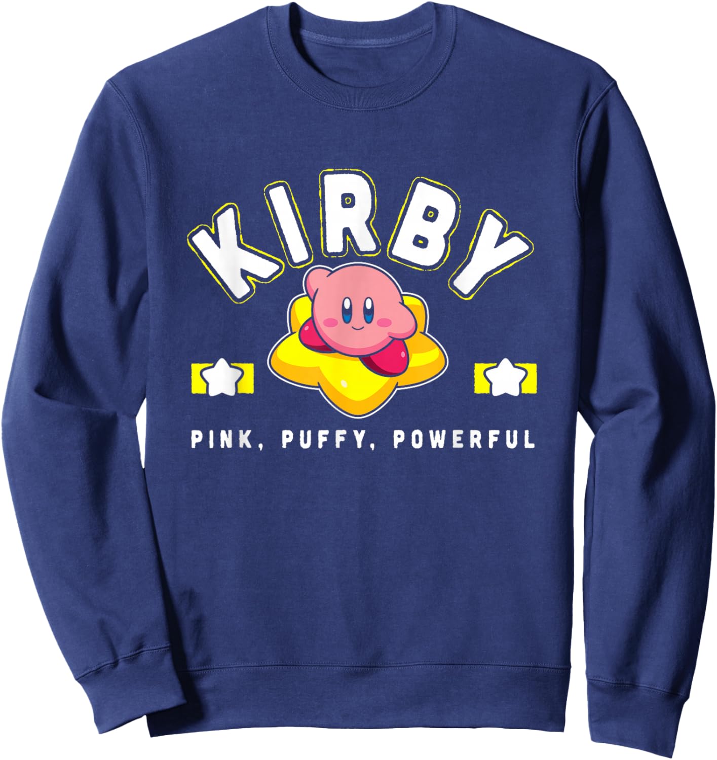 Kirby Pink Puffy Powerful Star Frame Varsity Sweatshirt - Sweatshirt | Navy