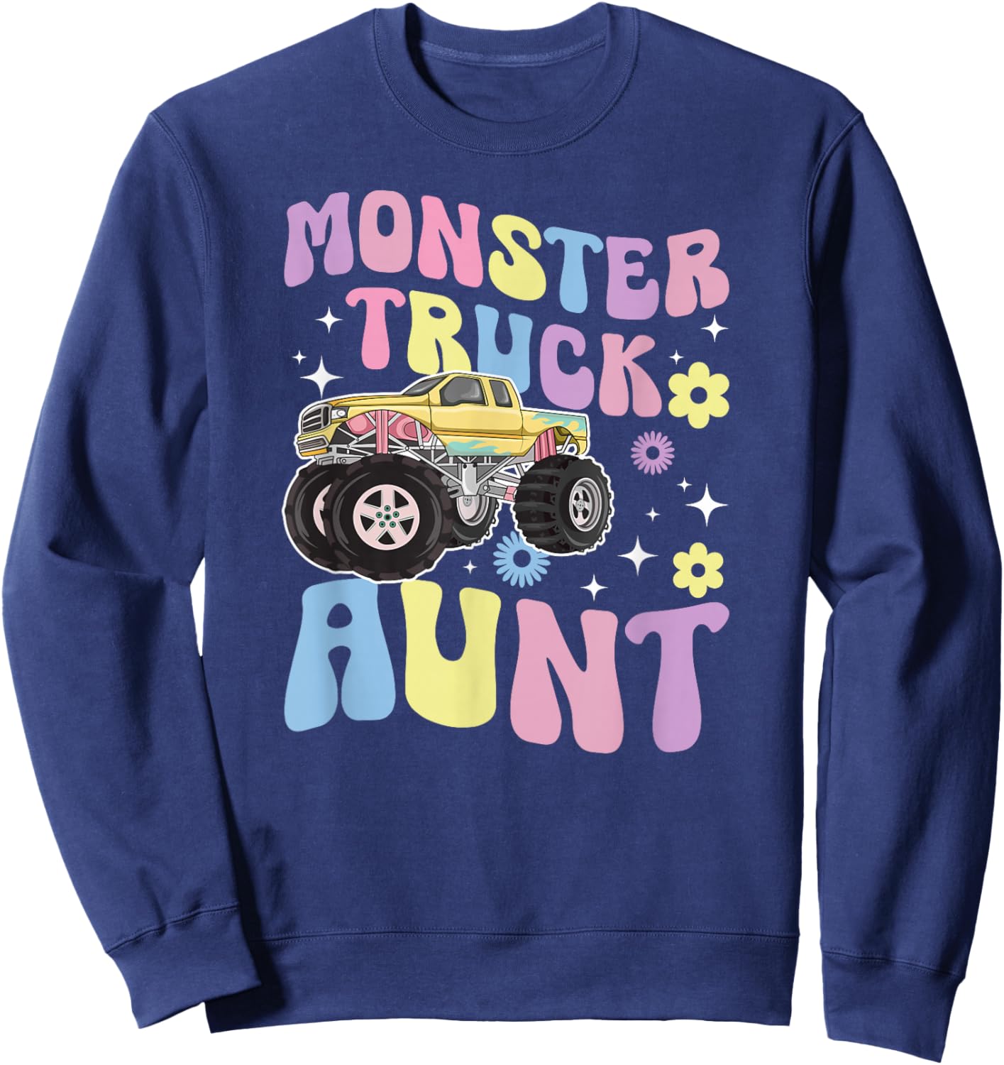 Monster Truck Aunt Groovy Monster Truck Auntie Sweatshirt - Sweatshirt | Navy