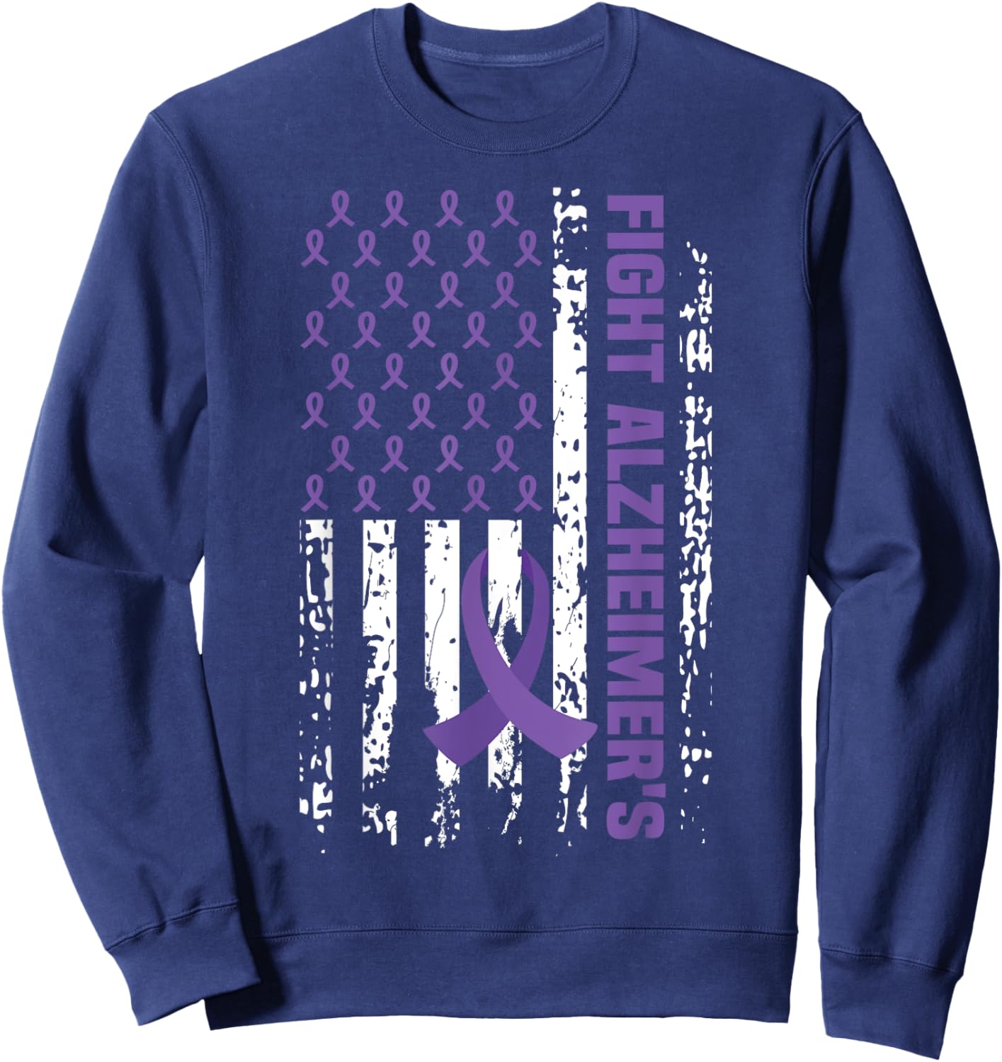 End Alzheimer's Shirt Purple Ribbon Alzheimers Awareness Sweatshirt - Sweatshirt | Navy