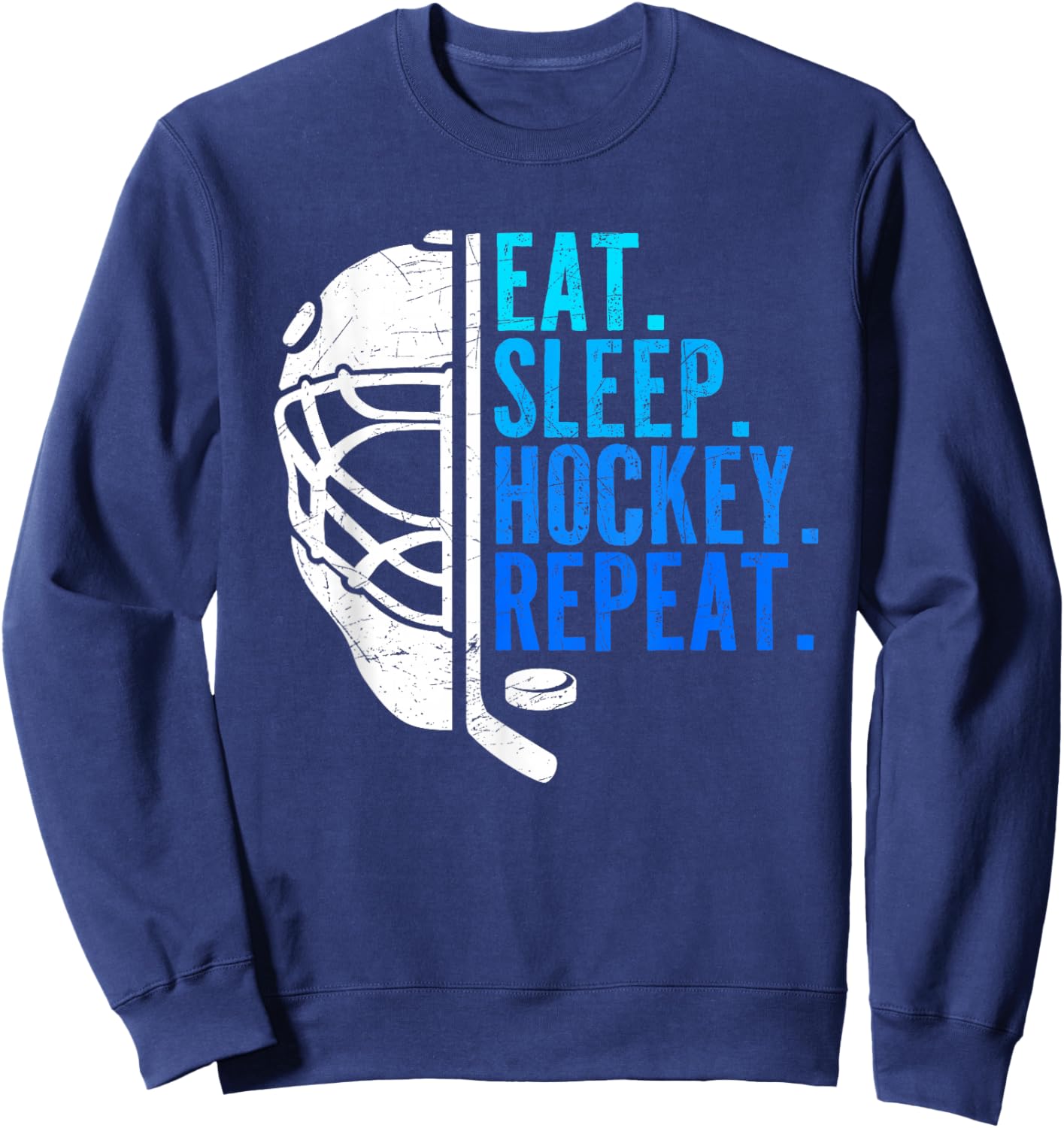 Eat Sleep Hockey Repeat Funny Boys Hockey Player Sweatshirt - Sweatshirt | Navy