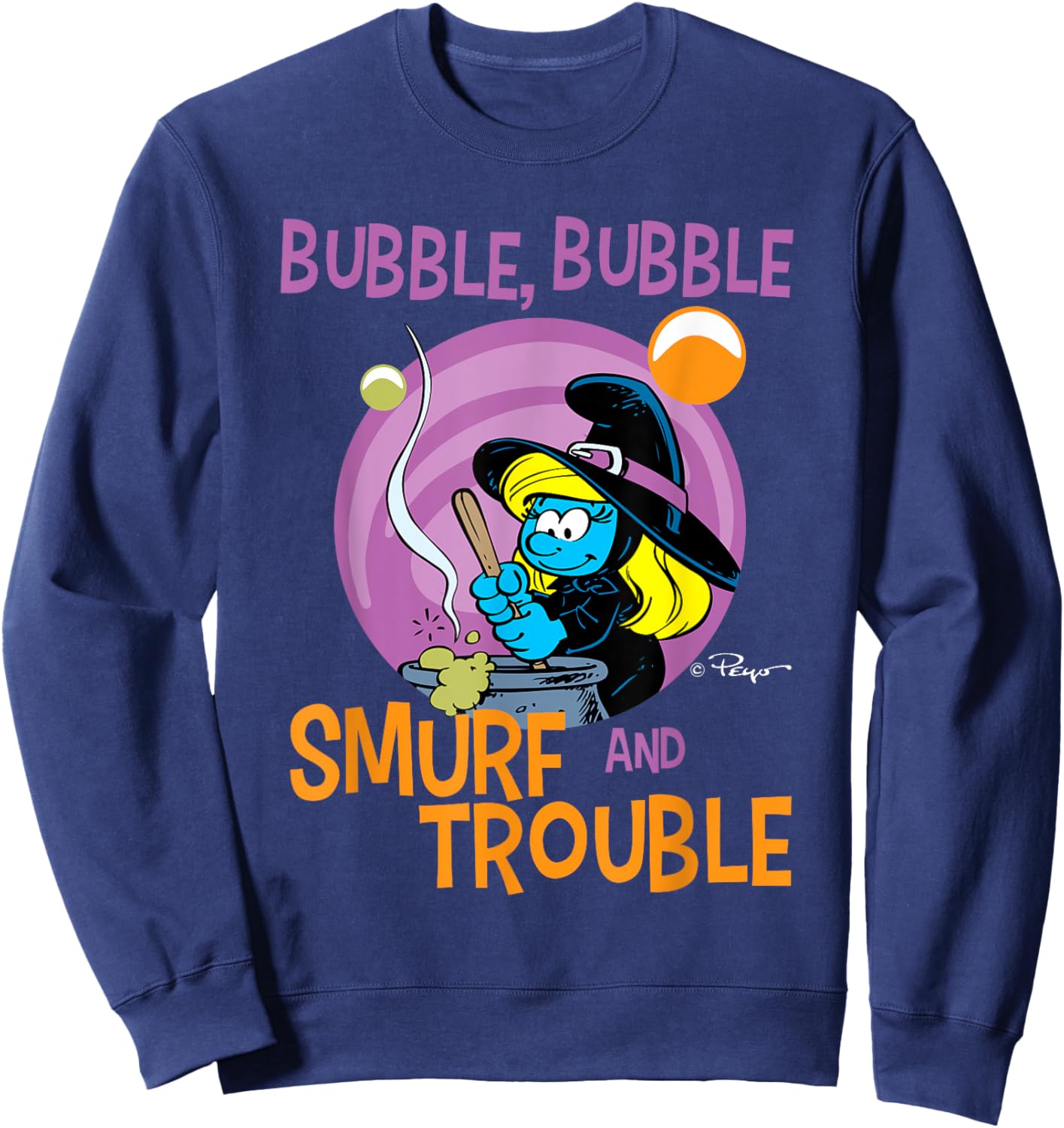 The Smurfs Bubble Bubble Smurf and Trouble Sweatshirt - Sweatshirt | Navy