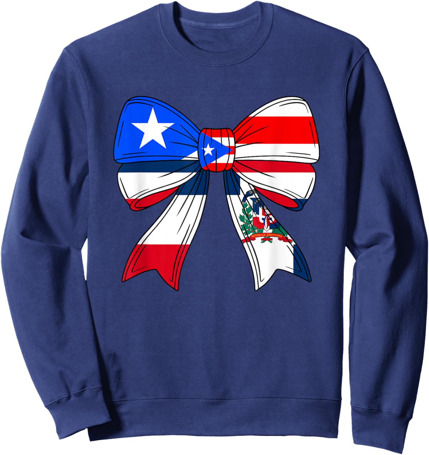 Half Dominican And Puerto Rican Rico Flag DominiRican Bow Sweatshirt - Sweatshirt | Navy