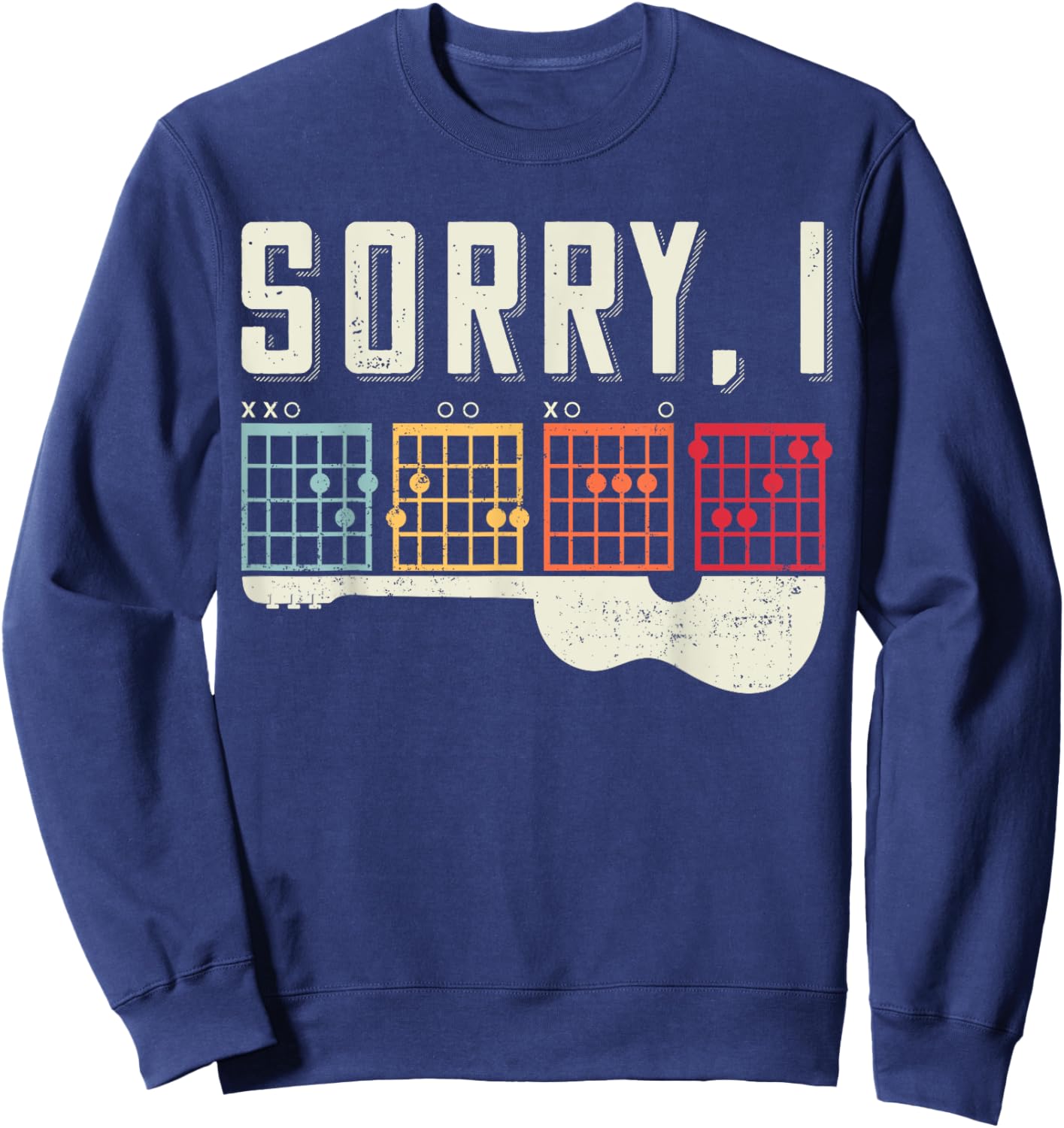 Funny Guitar Lovers Hidden Message Sorry I DGAF Guitar Sweatshirt - Sweatshirt | Navy