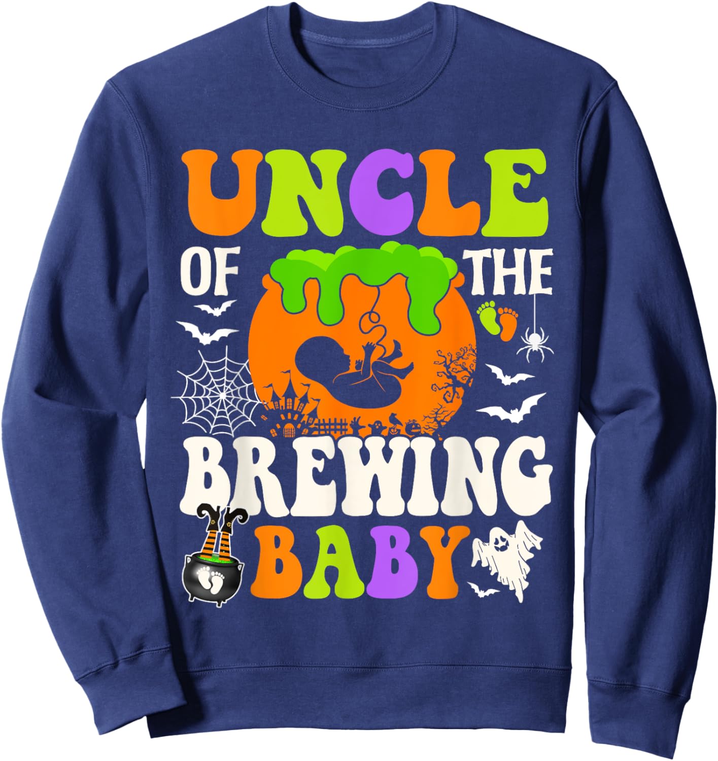Uncle Of The Brewing Baby Halloween Pregnancy Baby Shower Sweatshirt - Sweatshirt | Navy