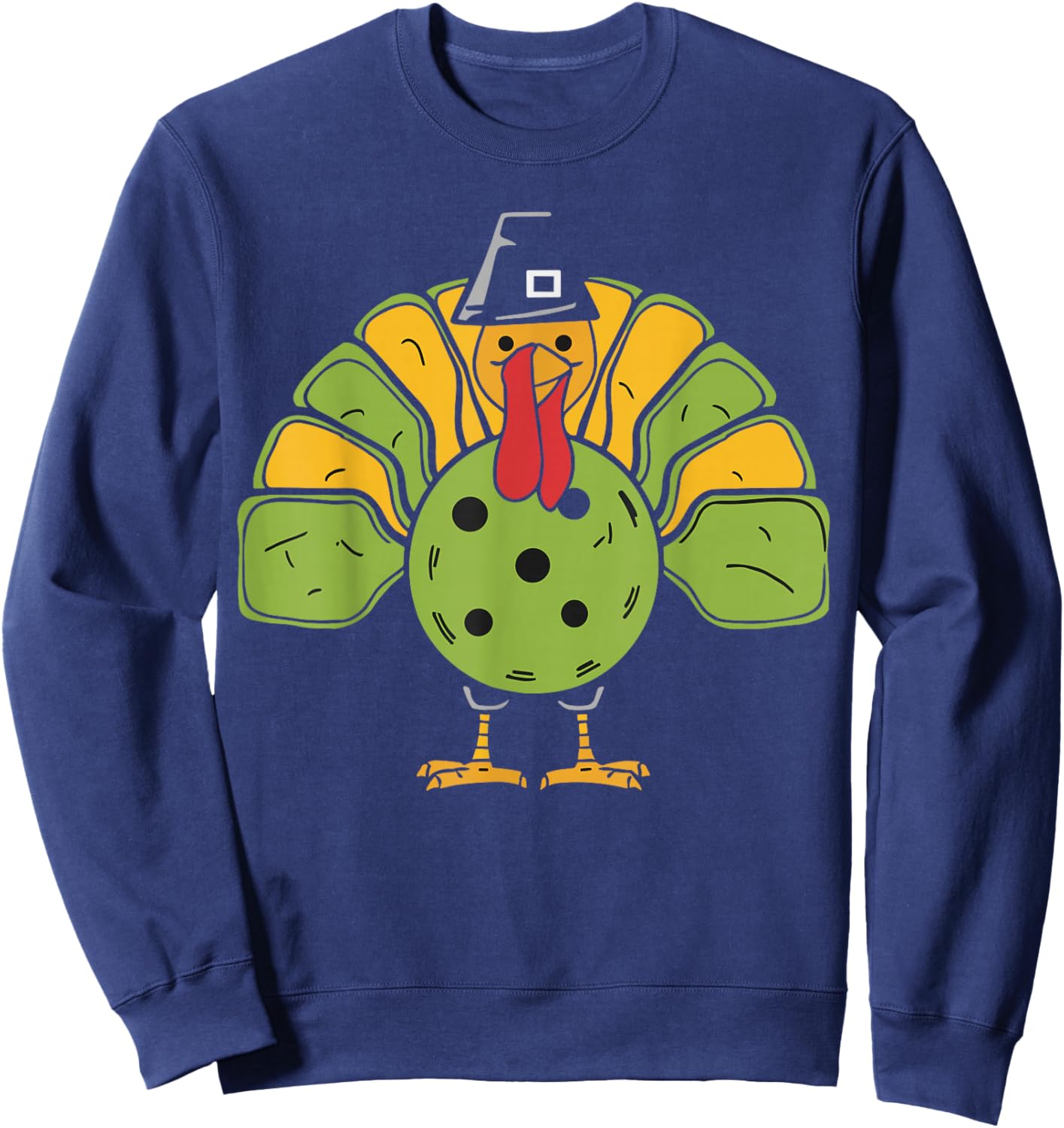 Funny Thanksgiving Turkey Pickleball Lovers Sweatshirt - Sweatshirt | Navy