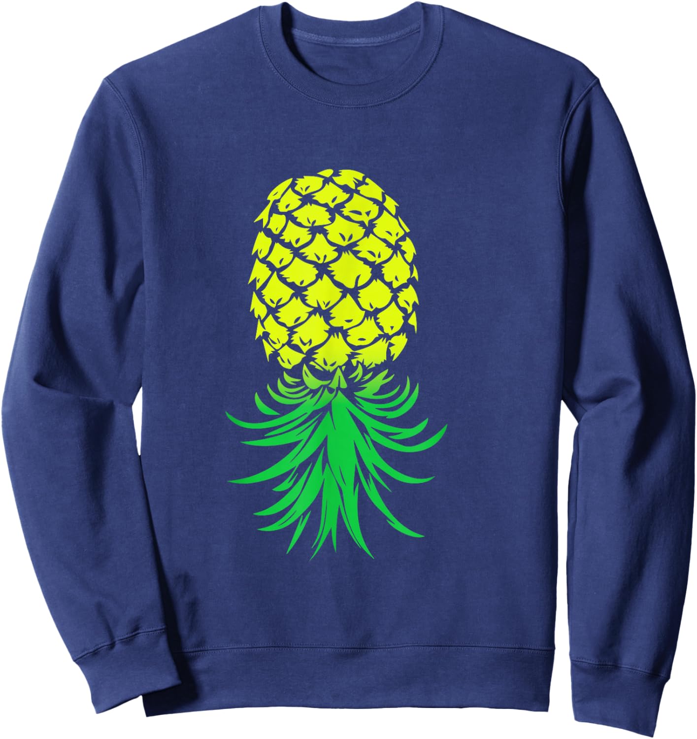 Funny Retro Inverted Pineapple Upside Down Pineapple - Black, Small, -Adults, Short Sleeve, , Casual, Pineapple Theme Sweatshirt - Sweatshirt | Navy