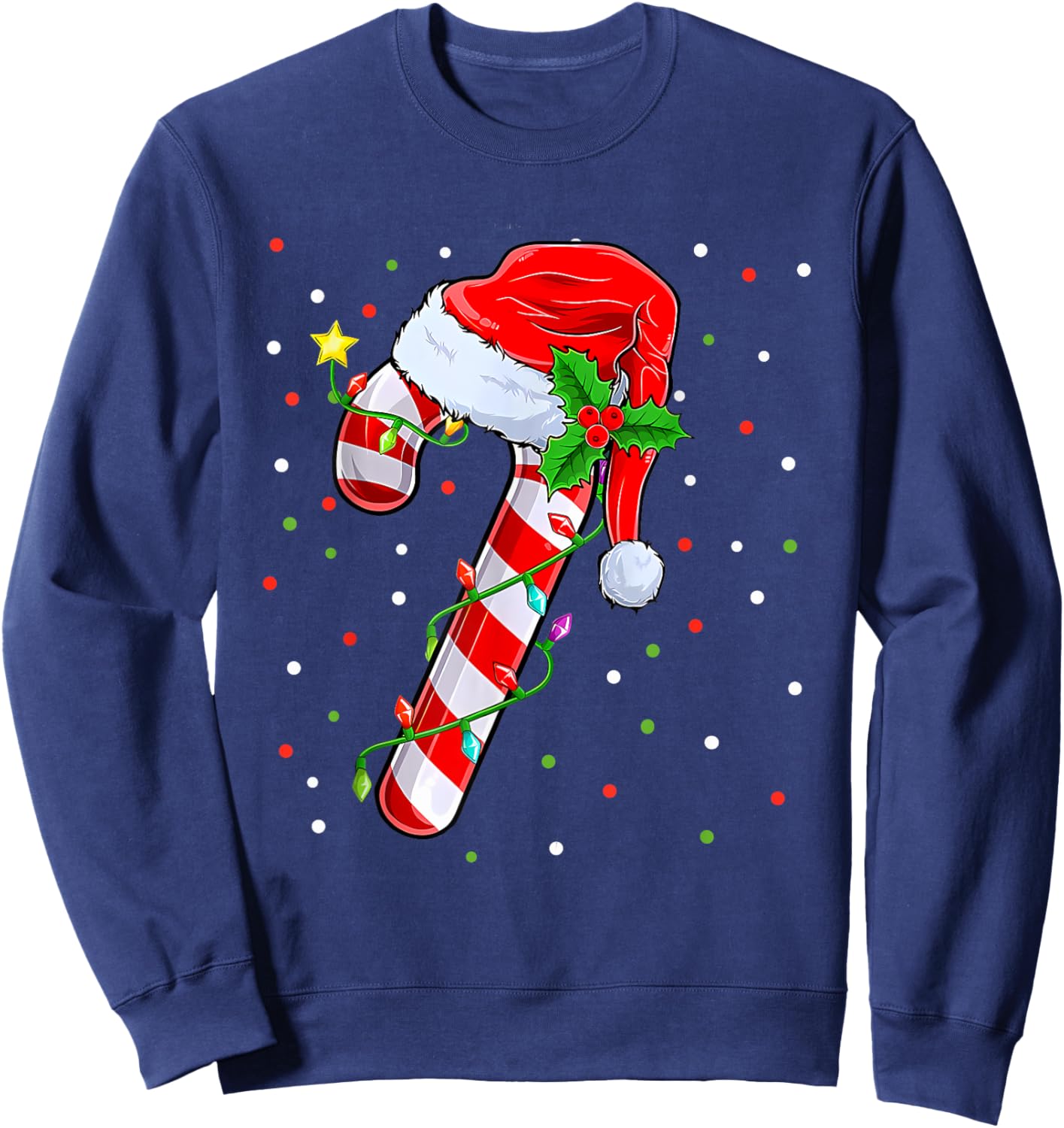 Candy Cane Crew Christmas Lights Family Matching Xmas Girls Sweatshirt - Sweatshirt | Navy