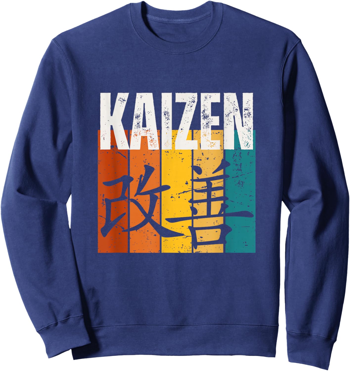 Kaizen Vintage Retro 70s Design Funny Japanese Kaizen Sweatshirt - Sweatshirt | Navy
