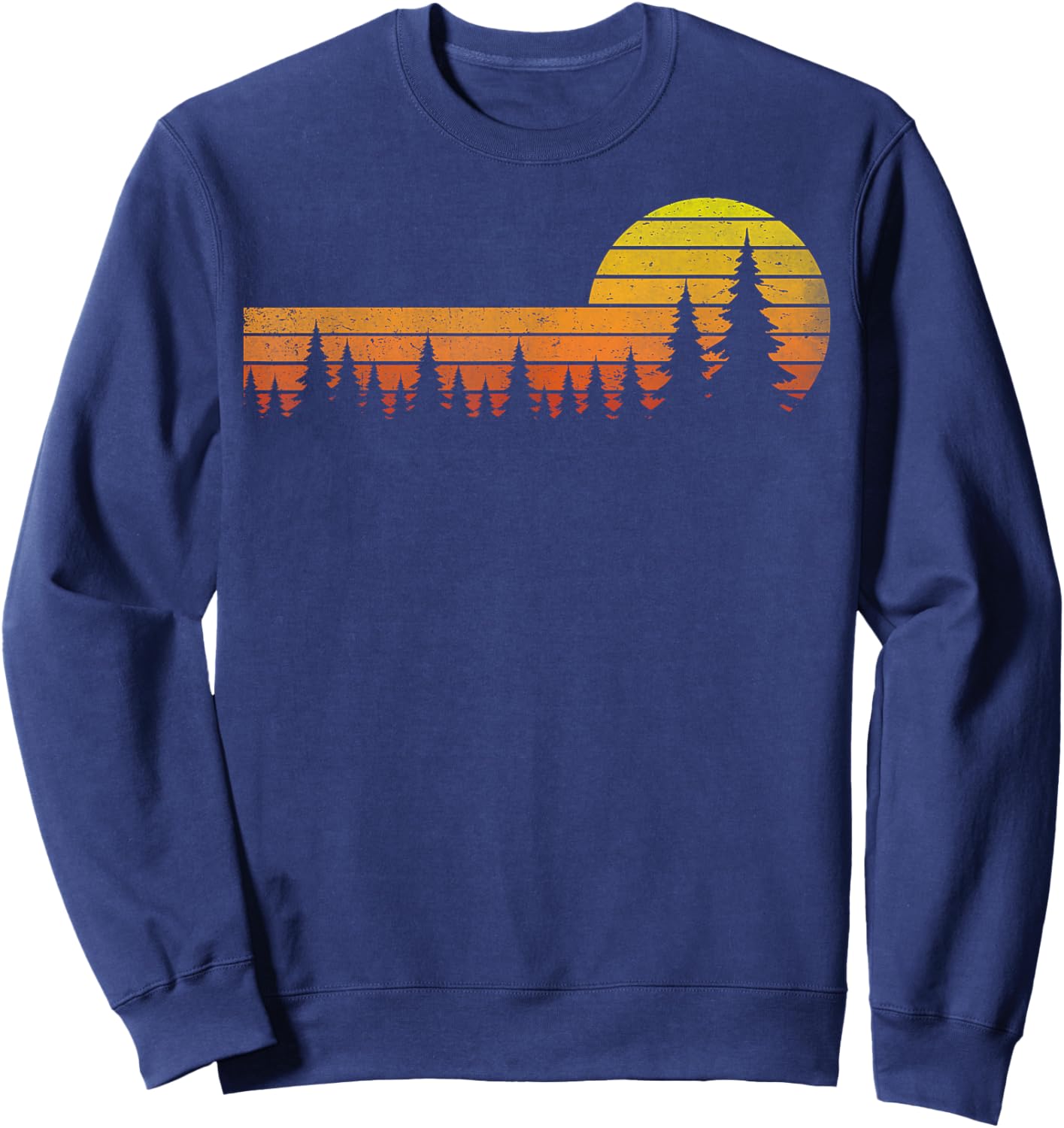 Trees Wildlife Nature Vintage Forest Sunset Man Woman Kids Sweatshirt - Sweatshirt | Navy