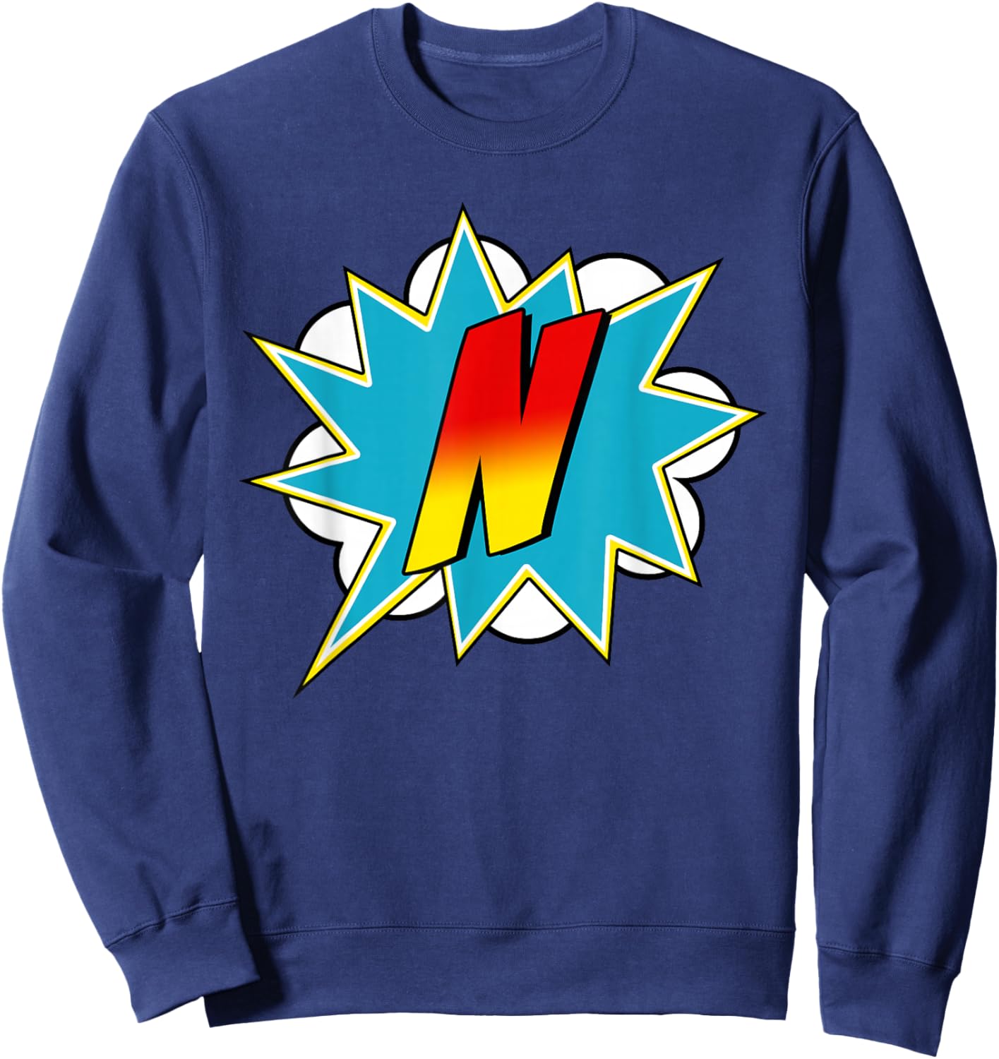Letter N Superhero Name Comic Letter Retro Costume Sweatshirt - Sweatshirt | Navy