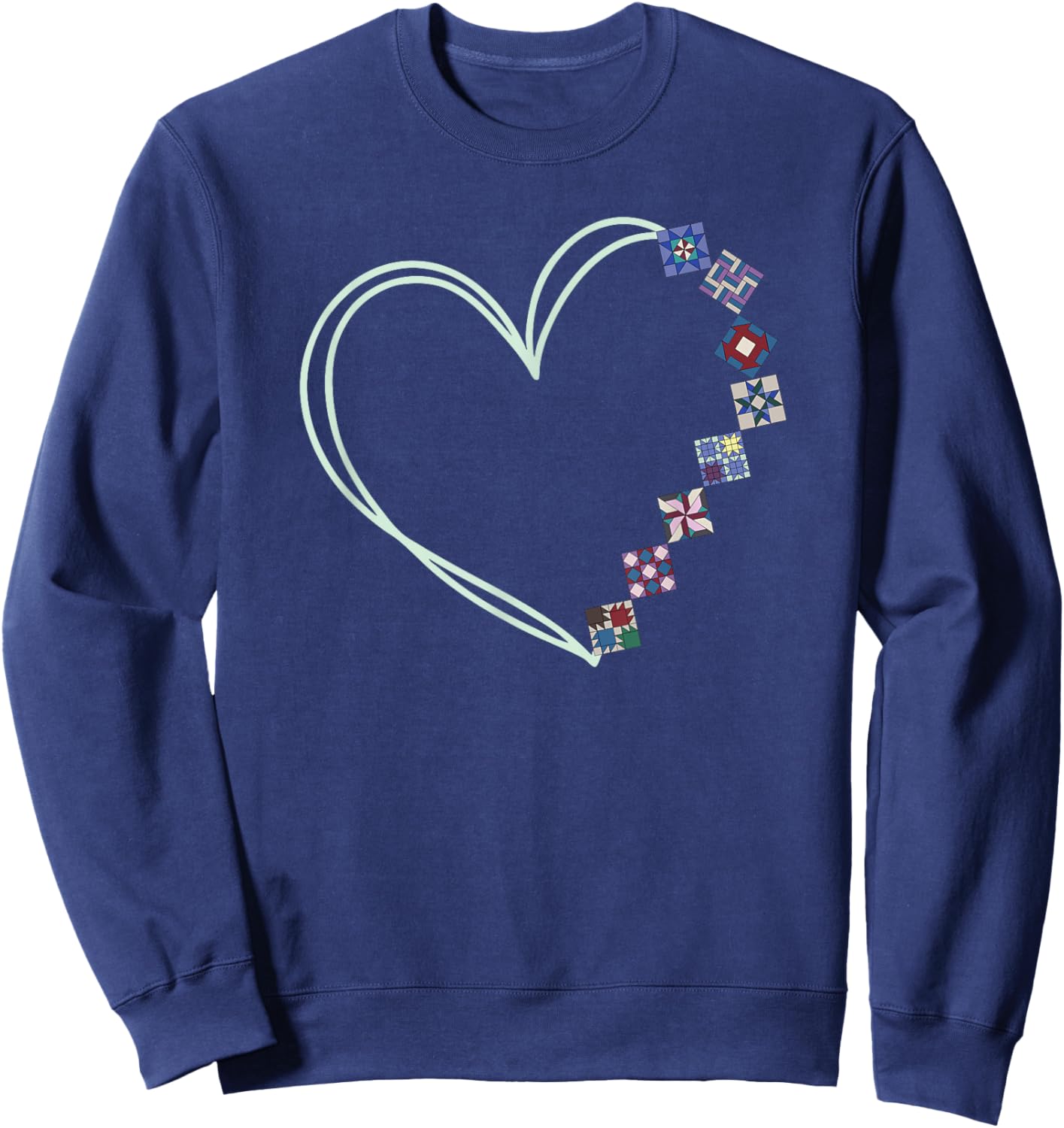 A Heart Made of Quilt Blocks Quilting Sweatshirt - Sweatshirt | Navy