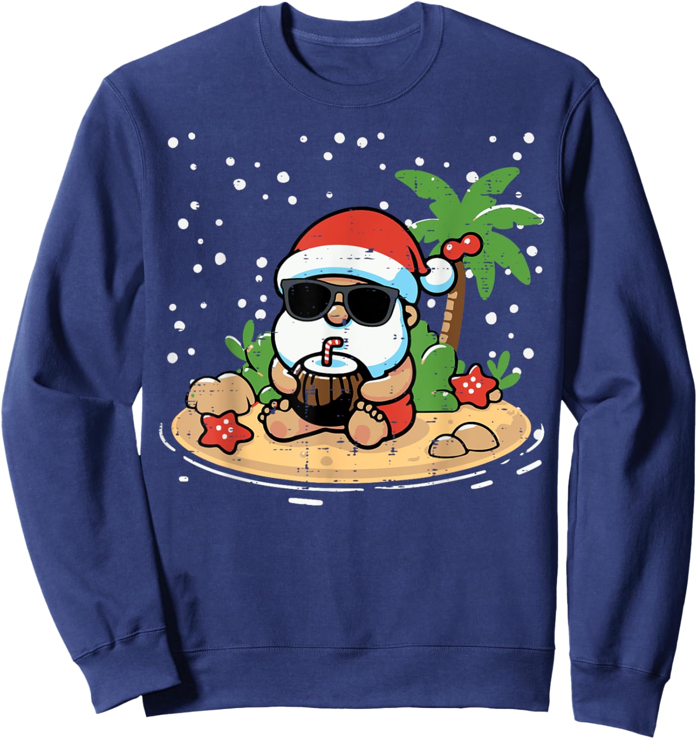 Christmas Santa Beach Xmas Tropical Hawaii Men Women Kids Sweatshirt - Sweatshirt | Navy