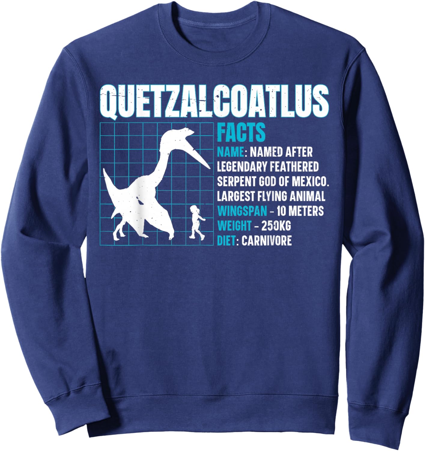 Quetzalcoatlus Facts - Black -Adult Sweatshirt - Sweatshirt | Navy
