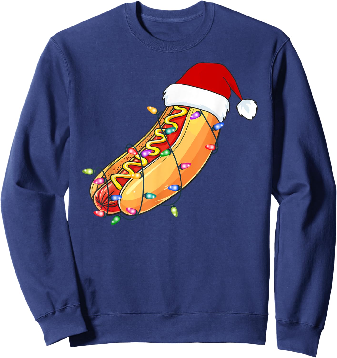 Christmas Hot Dog Lover Xmas Hotdogs Hot Dog Stand Hot Dog Sweatshirt - Sweatshirt | Navy