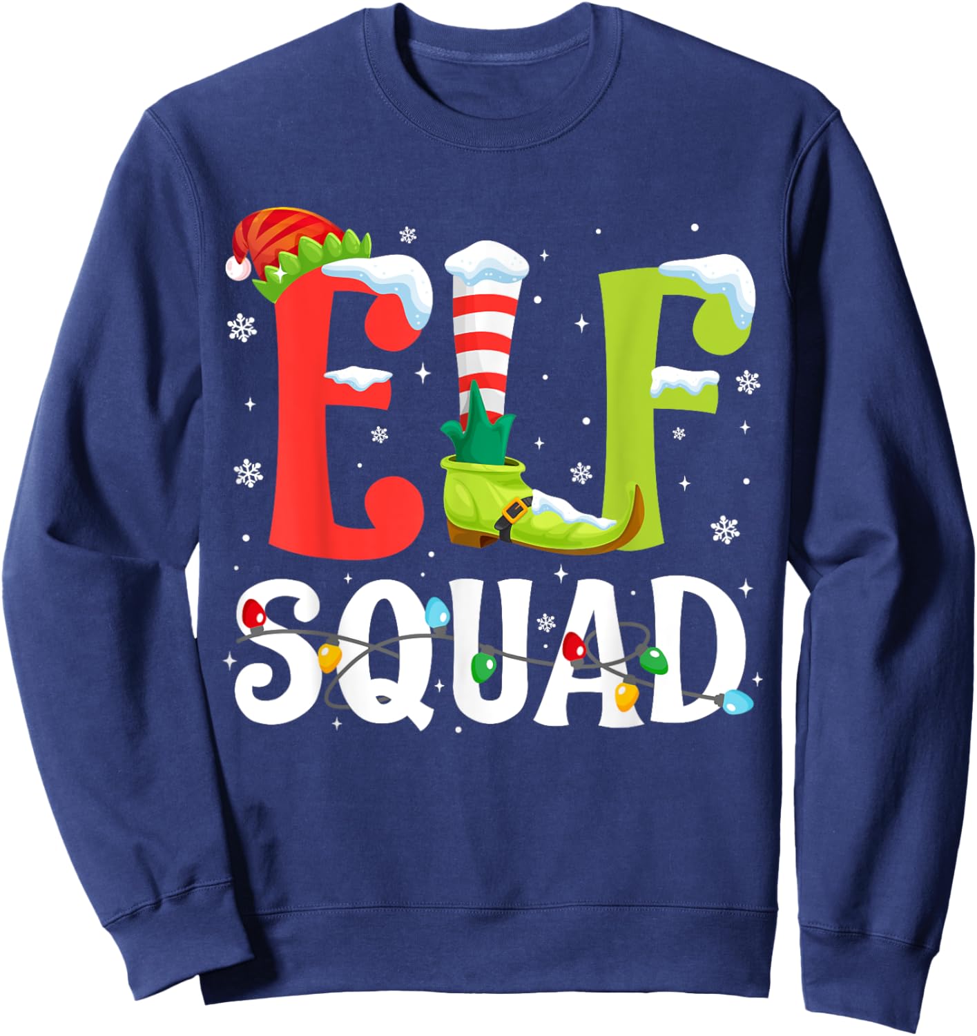 Elf Squad Christmas Family Matching Pajamas Xmas Elf Pajama Sweatshirt - Sweatshirt | Navy