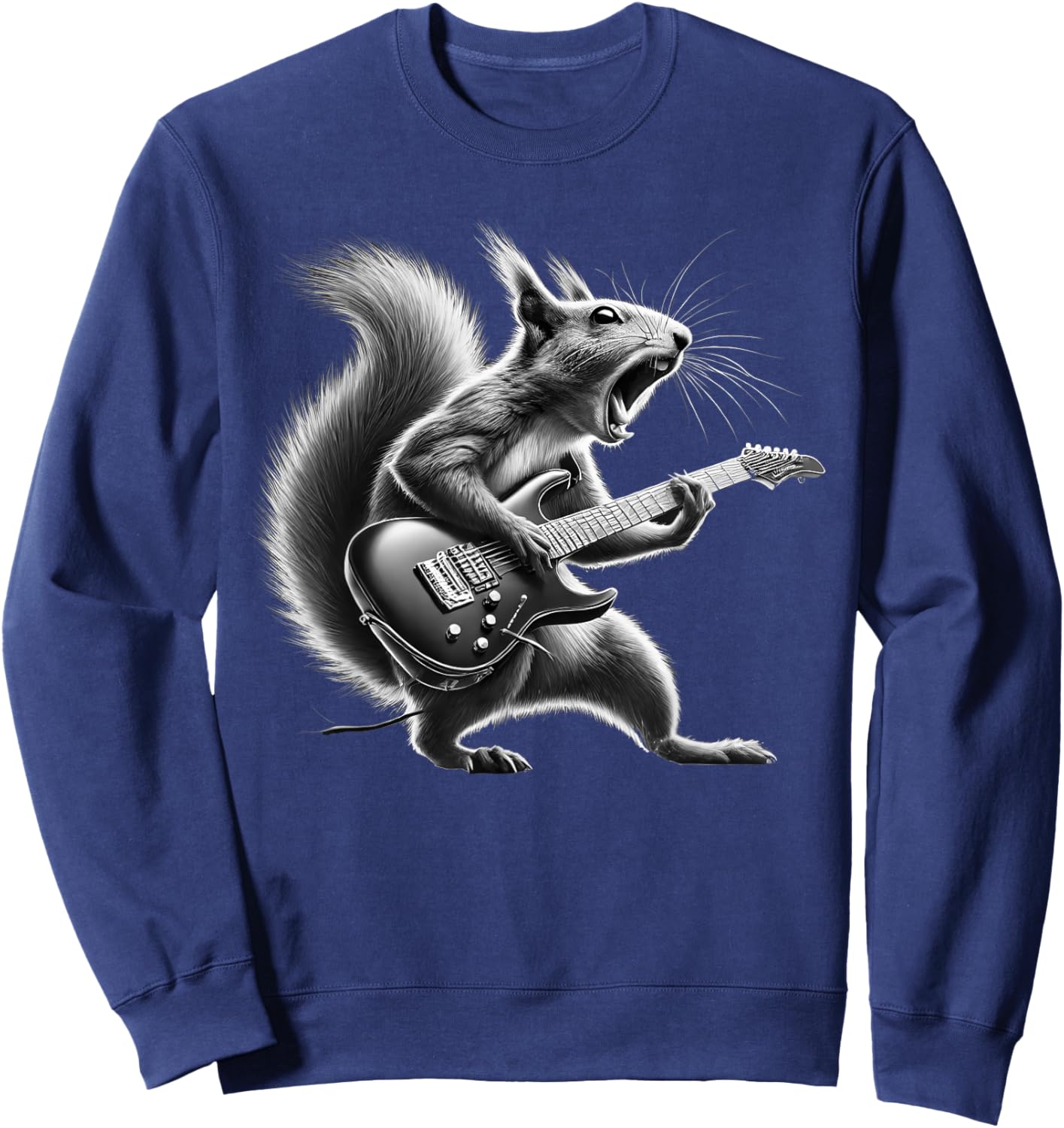 Squirrel Playing Guitar Rock and Roll Kids Men Sweatshirt - Sweatshirt | Navy