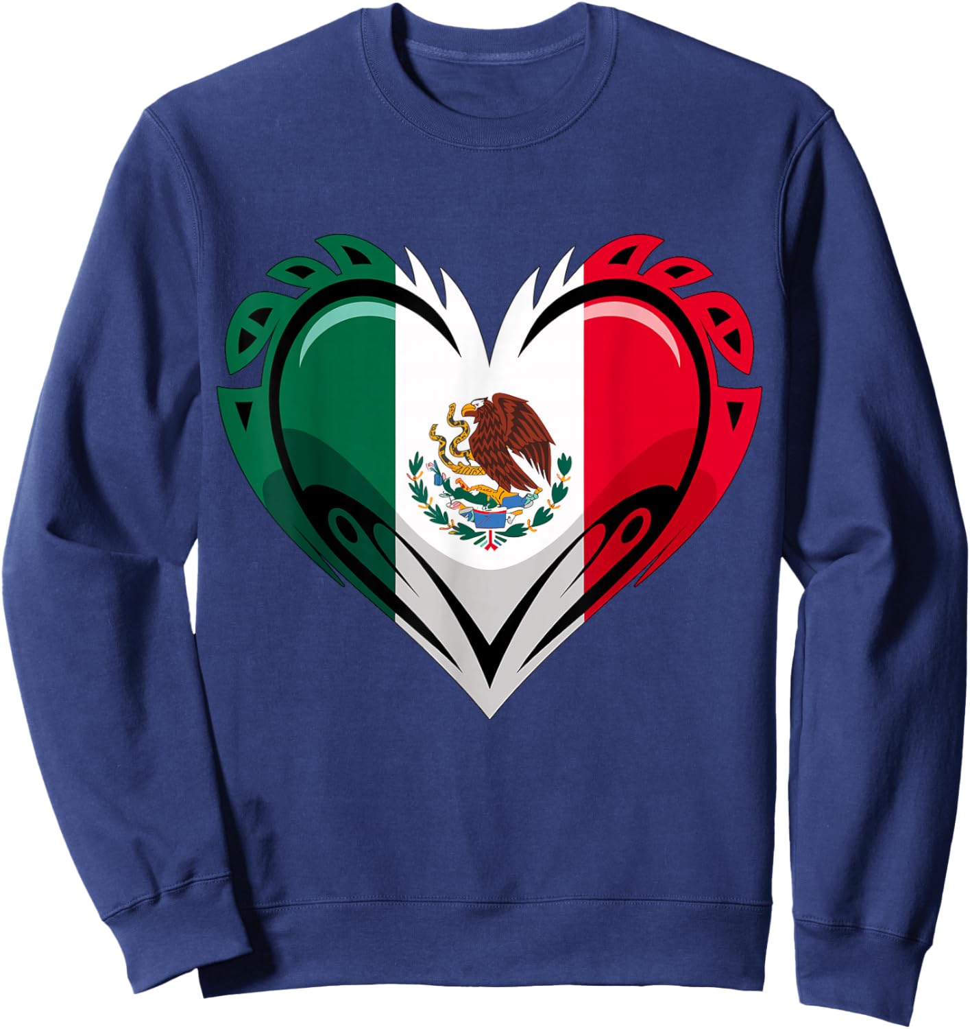 Mexico Flag Heart Mexican Sweatshirt - Sweatshirt | Navy
