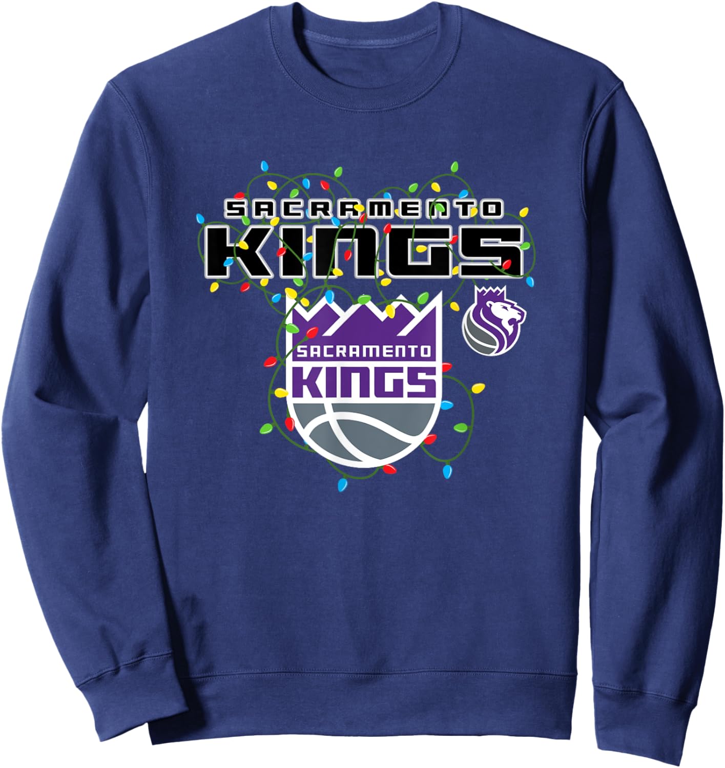 NBA Sacramento Kings Christmas Lights Holiday Sweatshirt - Sweatshirt | Navy