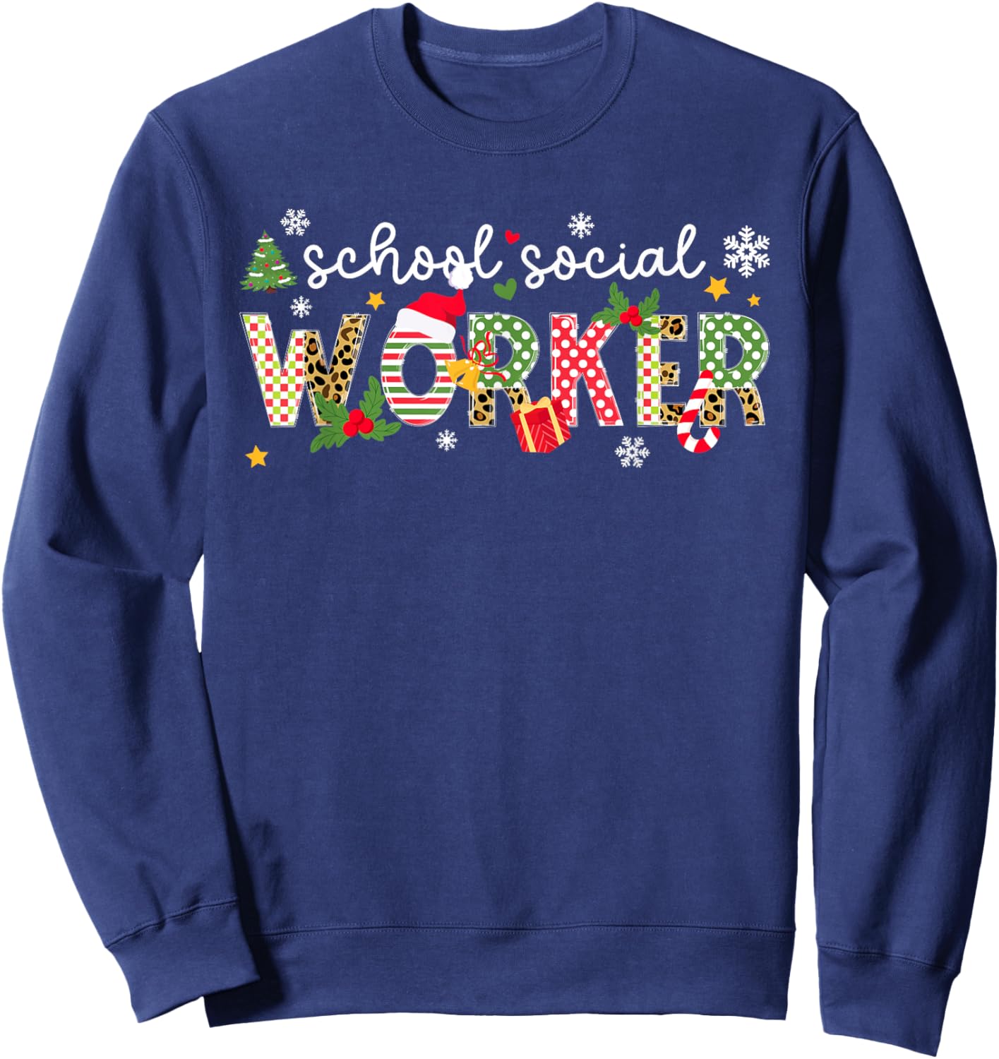 School Social Worker Christmas School Social Worker Xmas Sweatshirt - Sweatshirt | Navy
