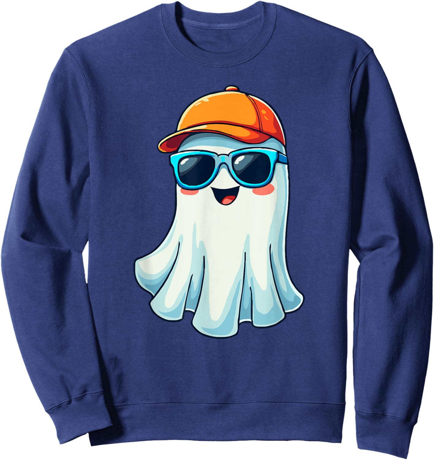 Boo Ghost Baseball Hat Funny Halloween Baseball Costume Sweatshirt - Sweatshirt | Navy