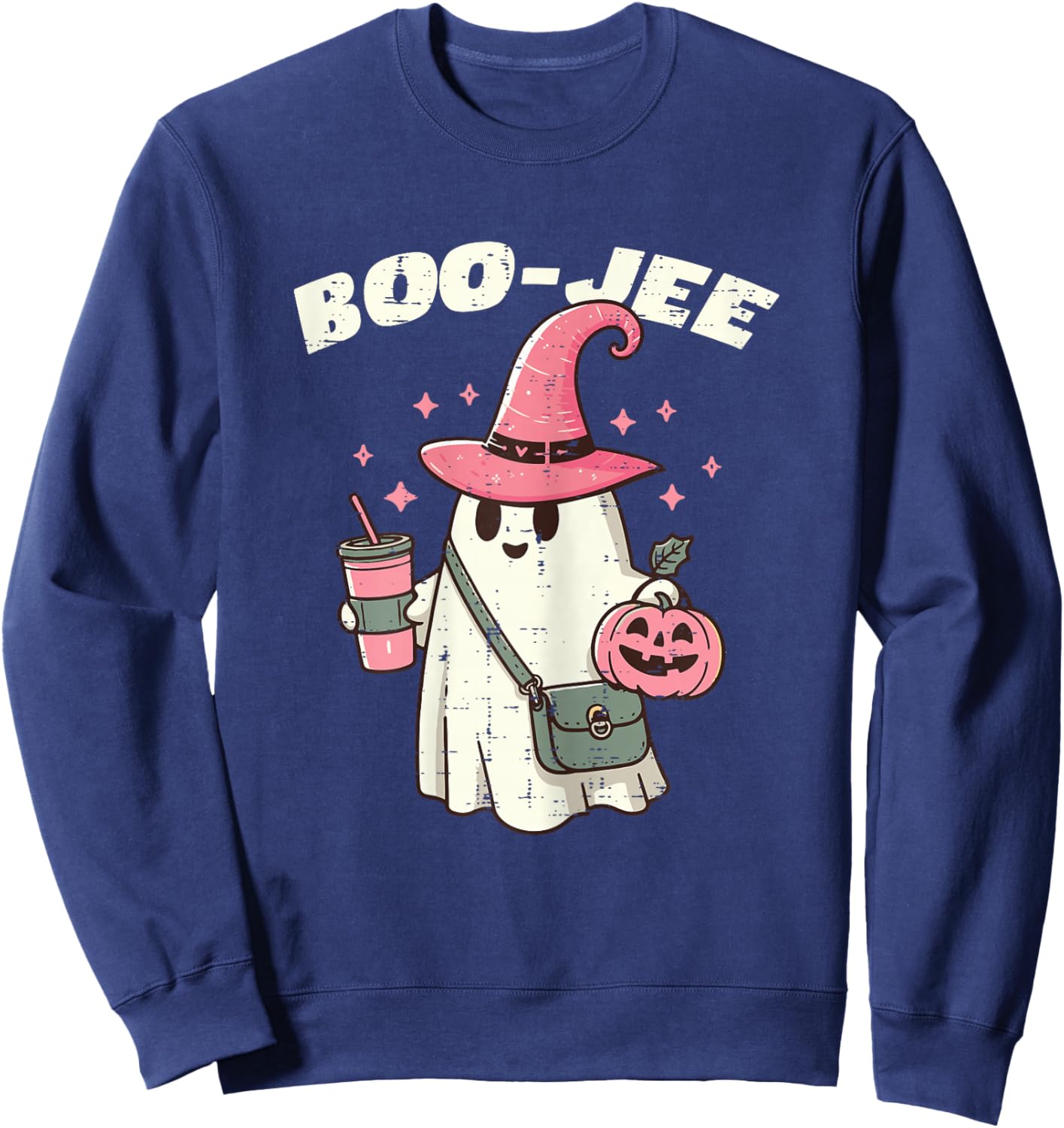 Boo-Jee Ghost Funny Halloween Women Girls Kids Teens Sweatshirt - Sweatshirt | Navy
