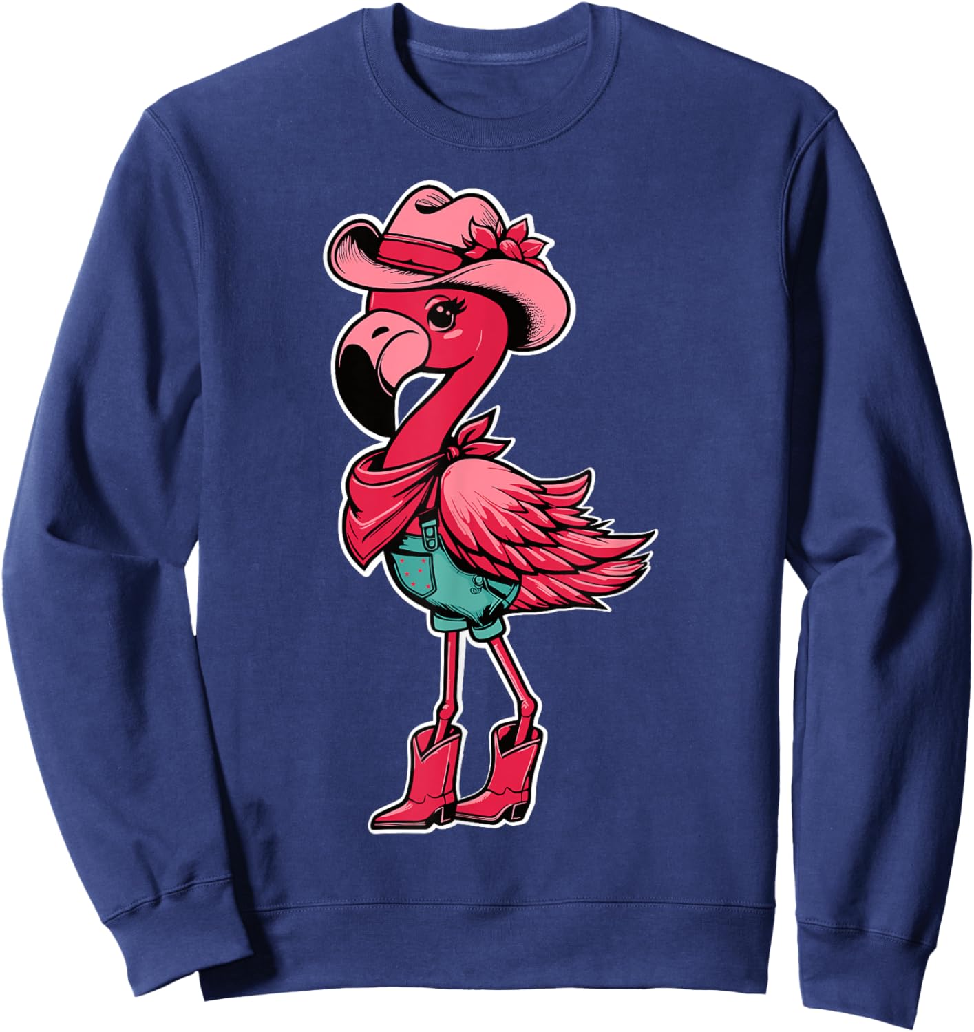 Flamingo Cowgirl Women Girl Cute Flamingo Tropical Birds Sweatshirt - Sweatshirt | Navy