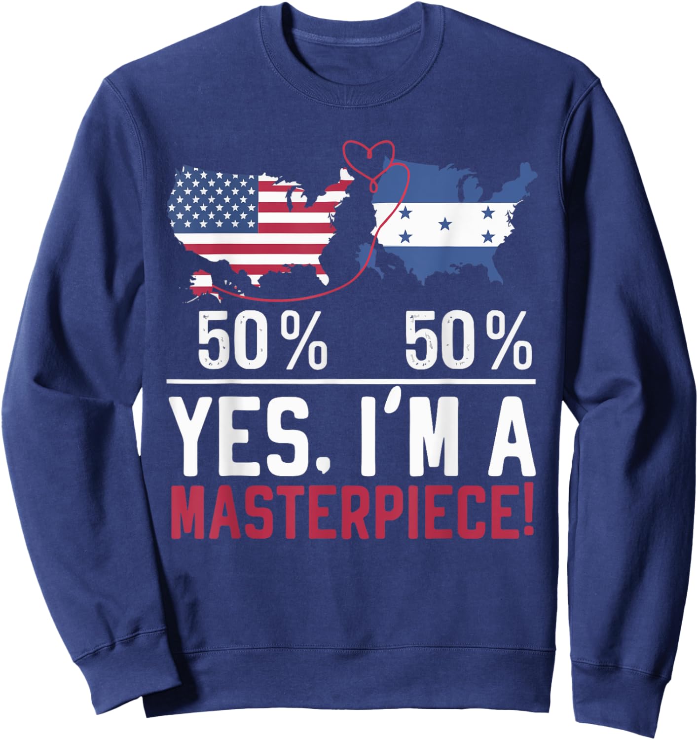 Half American Half Honduran USA Flag Honduras America Sweatshirt - Sweatshirt | Navy